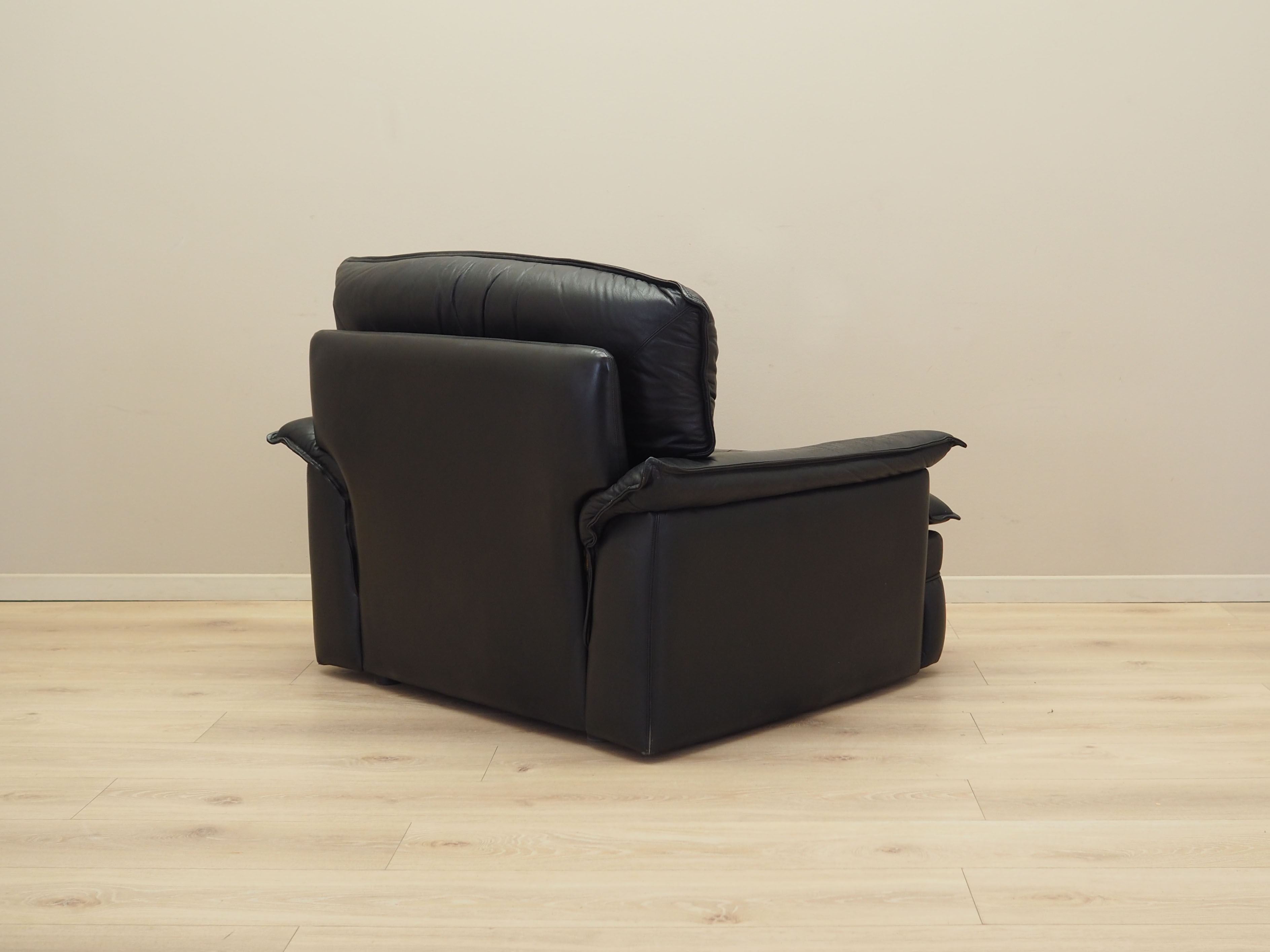 Sessel Leder Schwarz 1960er Jahre