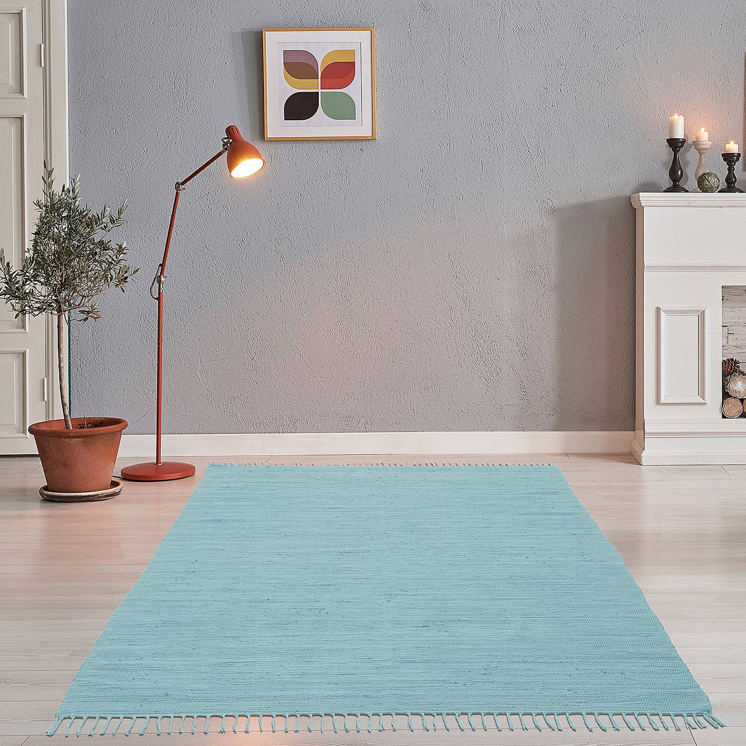 Happy Cotton Teppich Baumwolle Hellblau 60 x 120 cm
