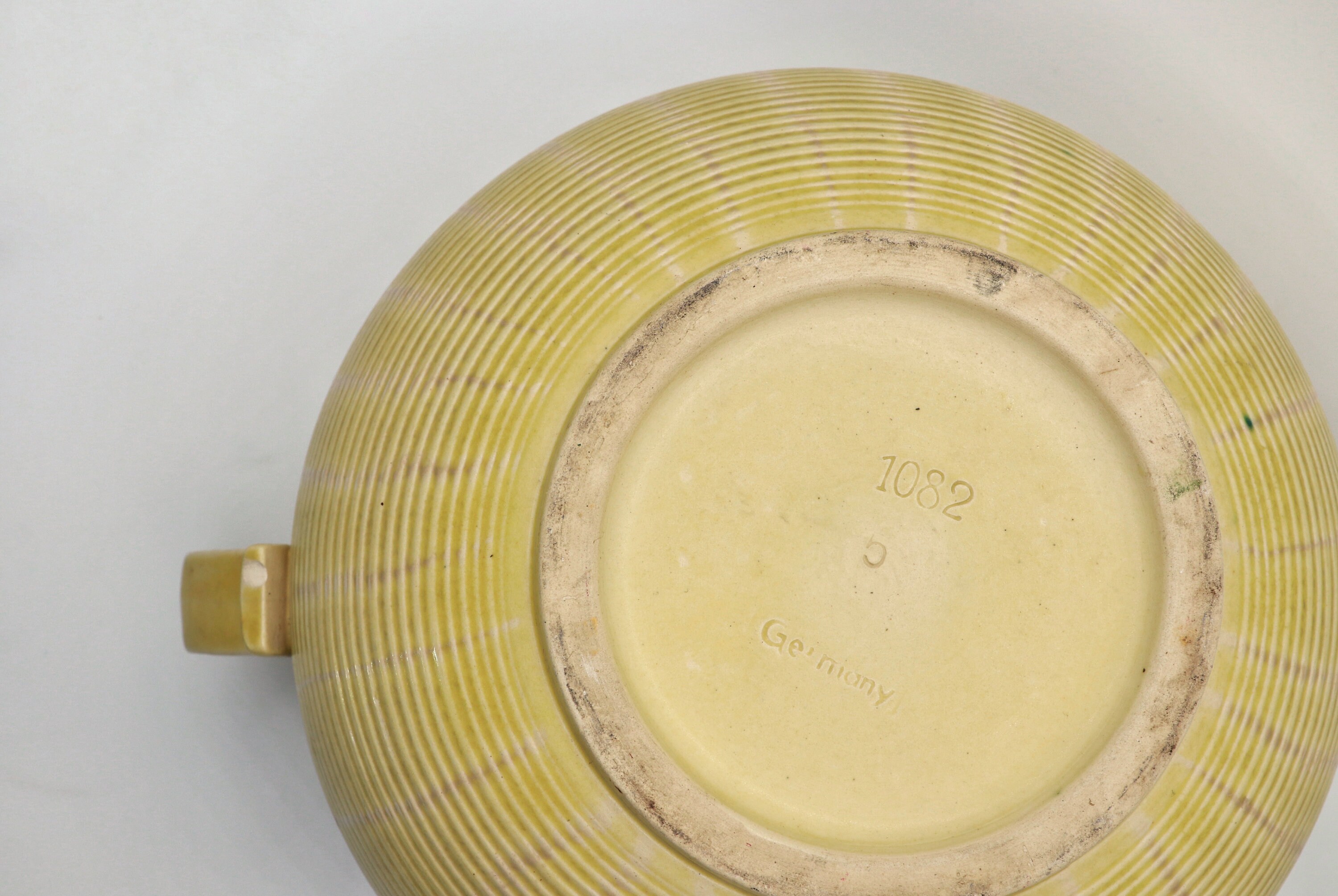 Vintage Bodenvase Keramik Gelb 1950er