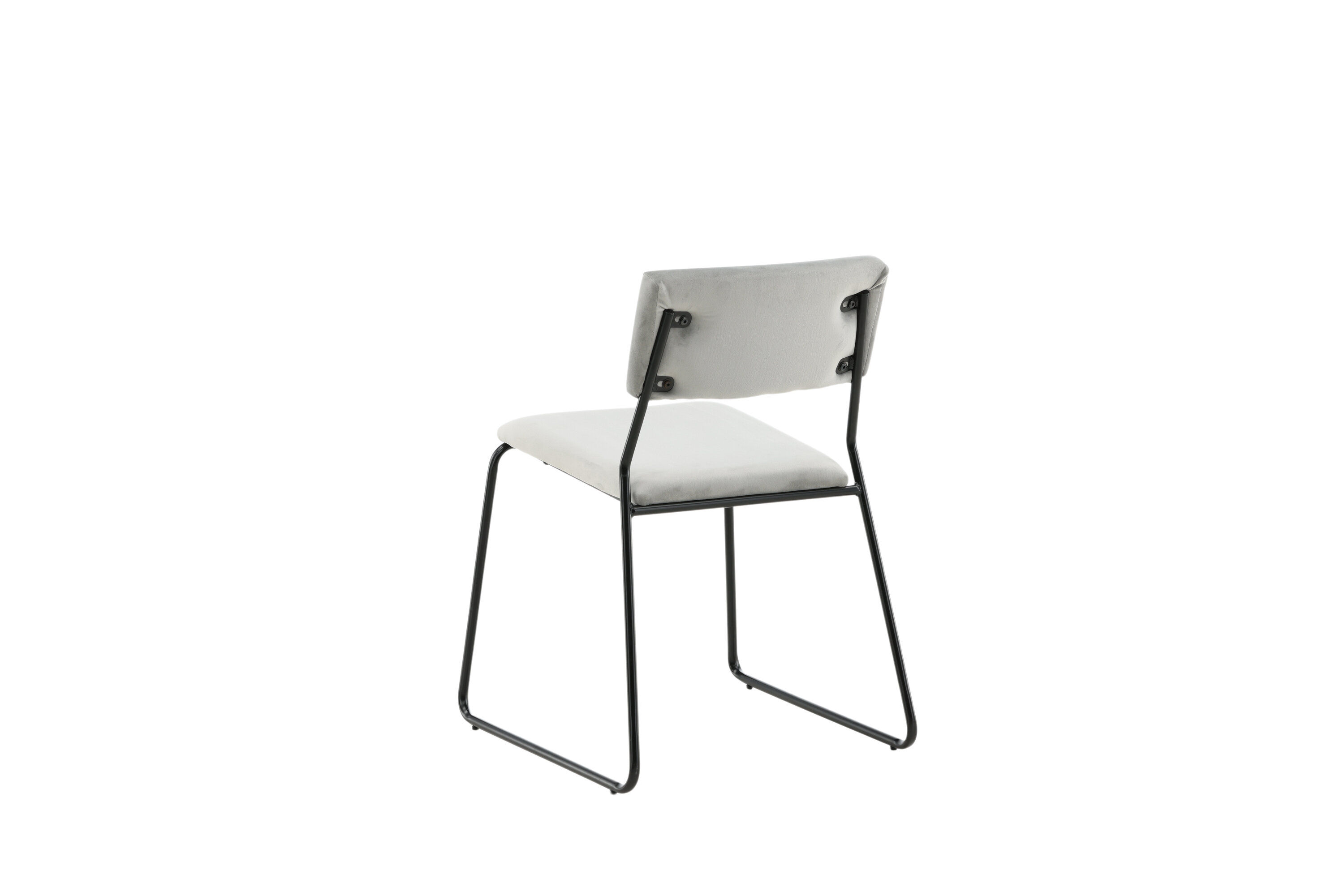 Kenth 2x Stuhl-Set Samt Metall Schwarz Hellgrau