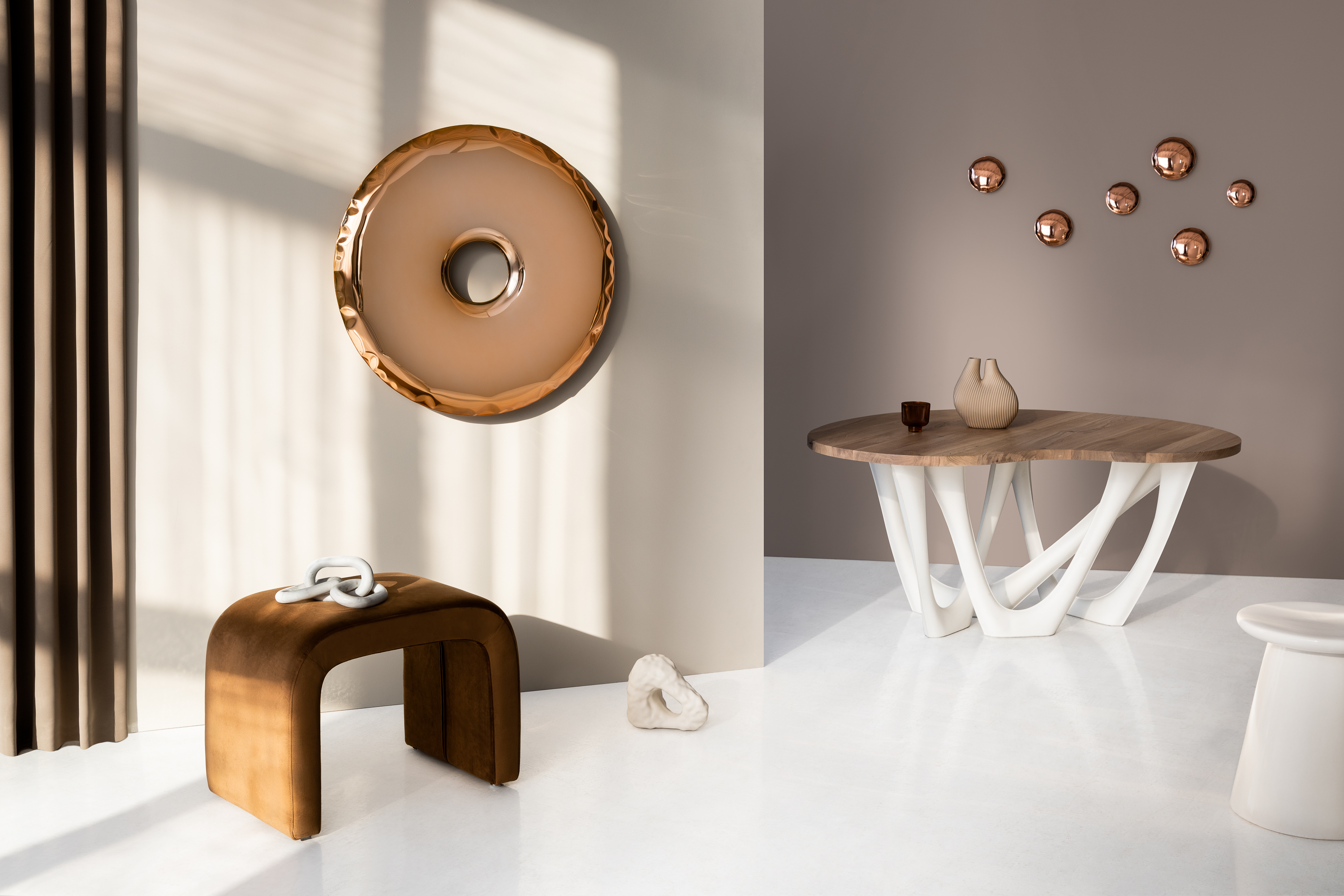 Rondo Spiegel 950  Edelstahl Flammendes Gold