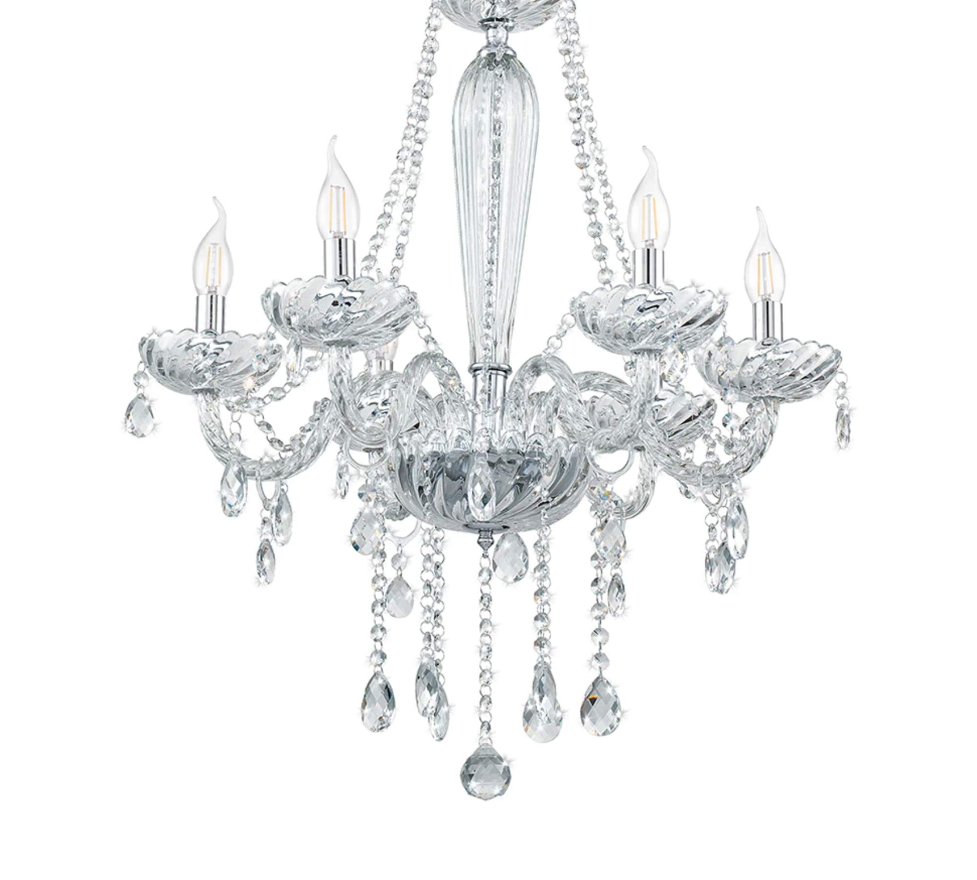 Kronleuchter 6-flammig Glas Stahl