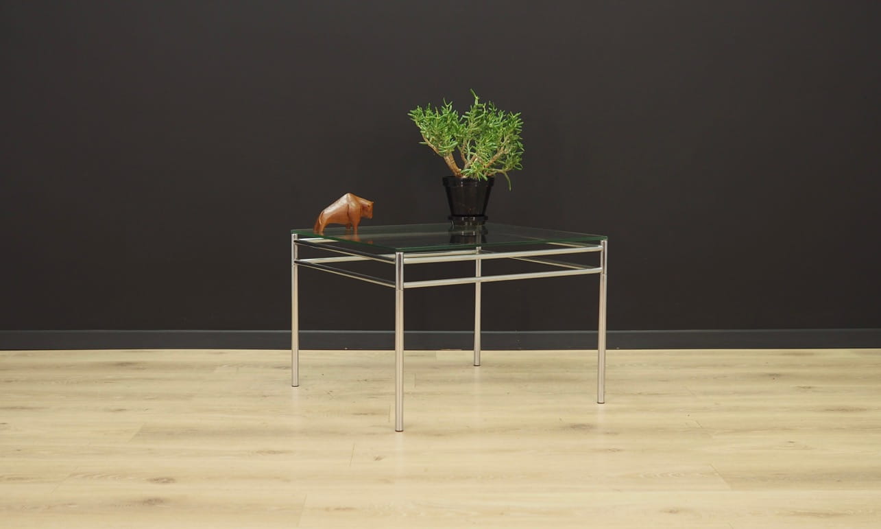 Vintage side table glass metal transparent 1960s