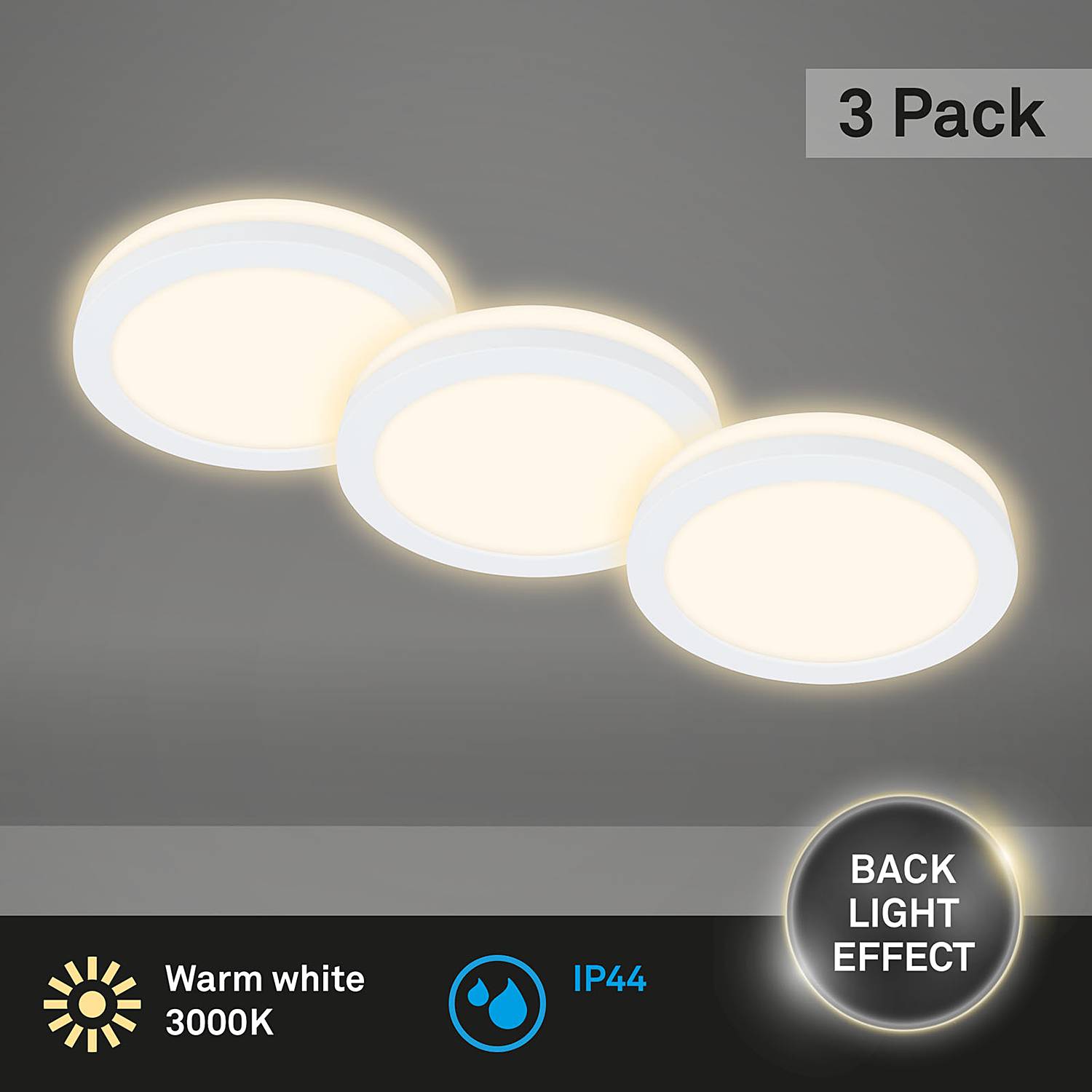 3x LED-Einbauleuchte Sleek Weiß