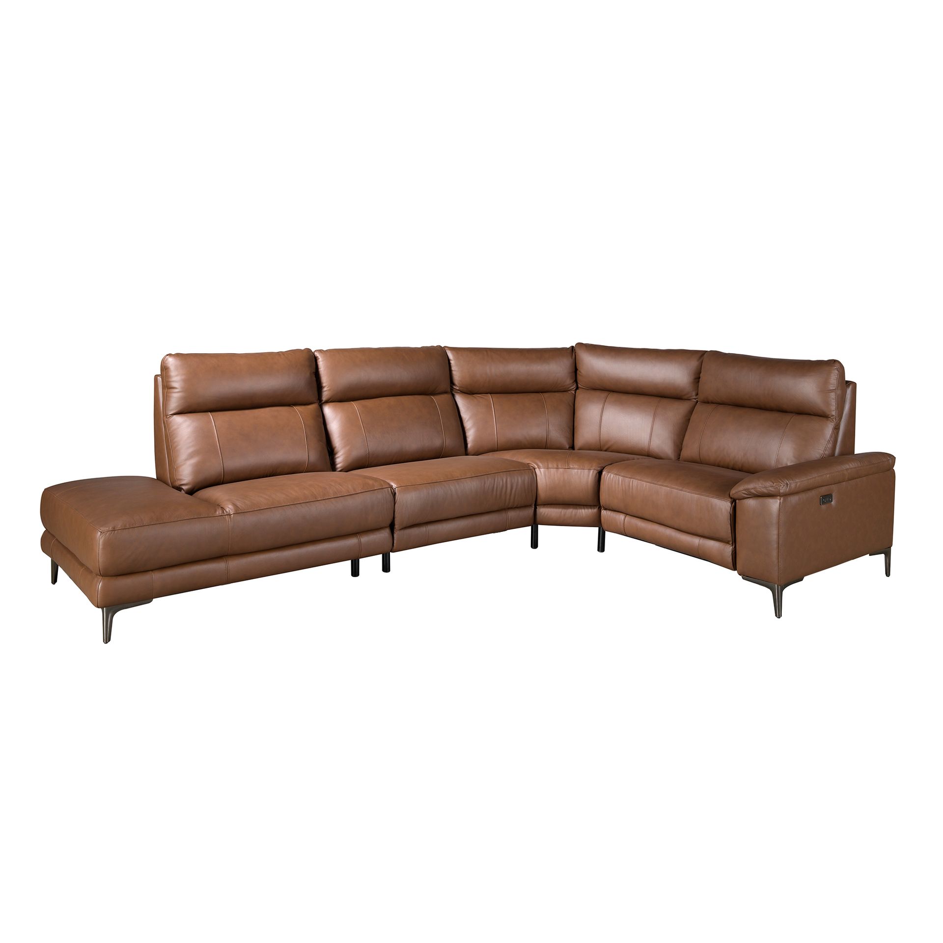 Sofa Récamiere Links Leder Tabakbraun