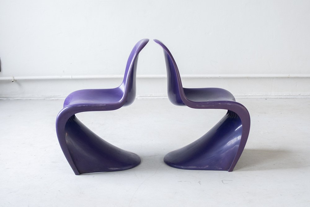 5x Vintage Verner Panton Stuhl Kunststoff Violett