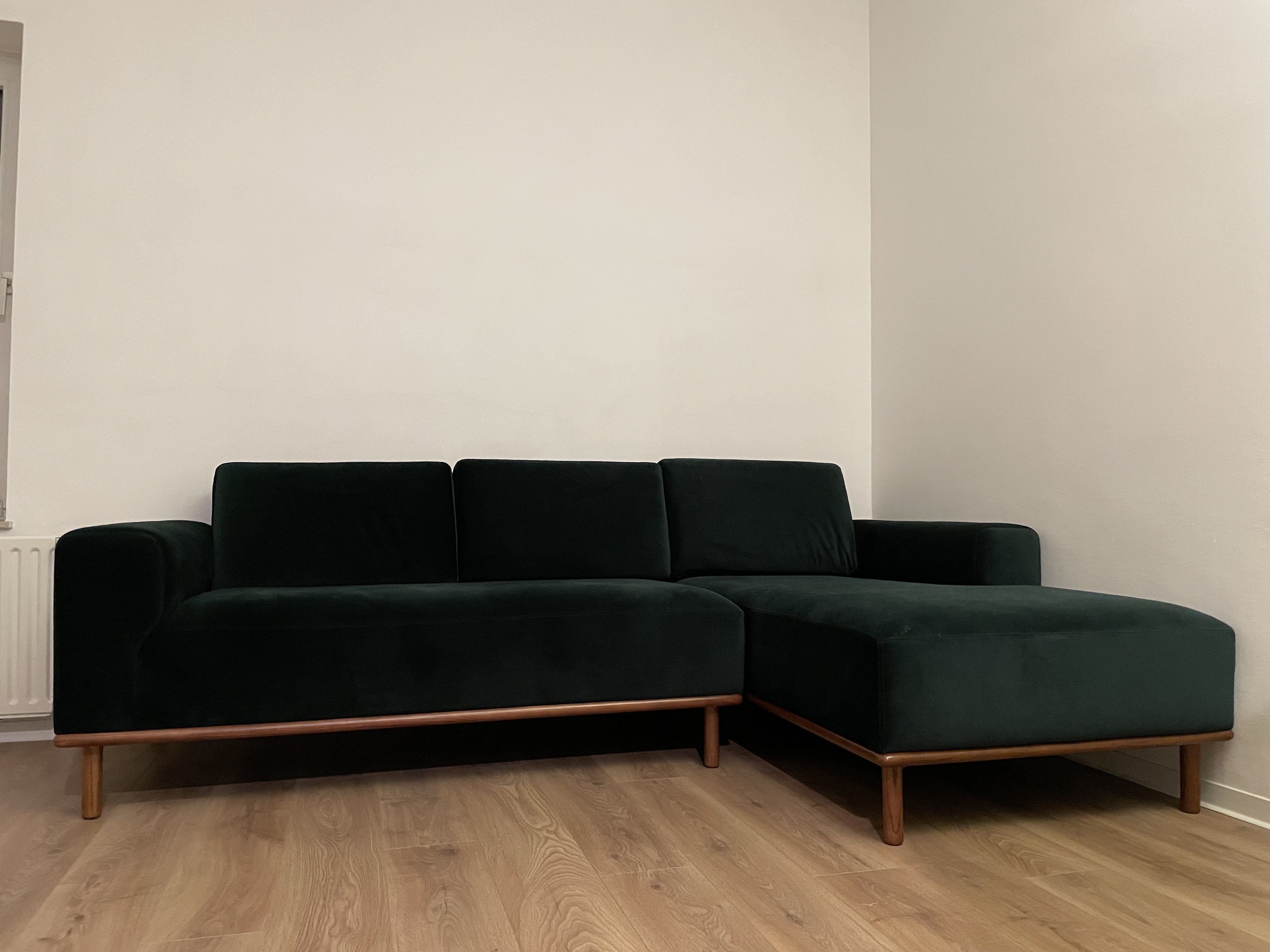 Sofa 3-Sitzer Récamiere Rechts Samt Grün