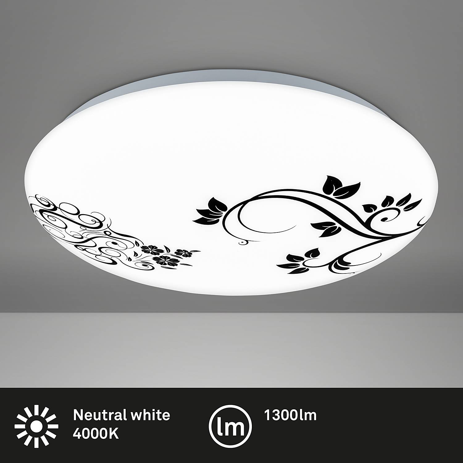 Typical LED ceiling light Plastic White Black