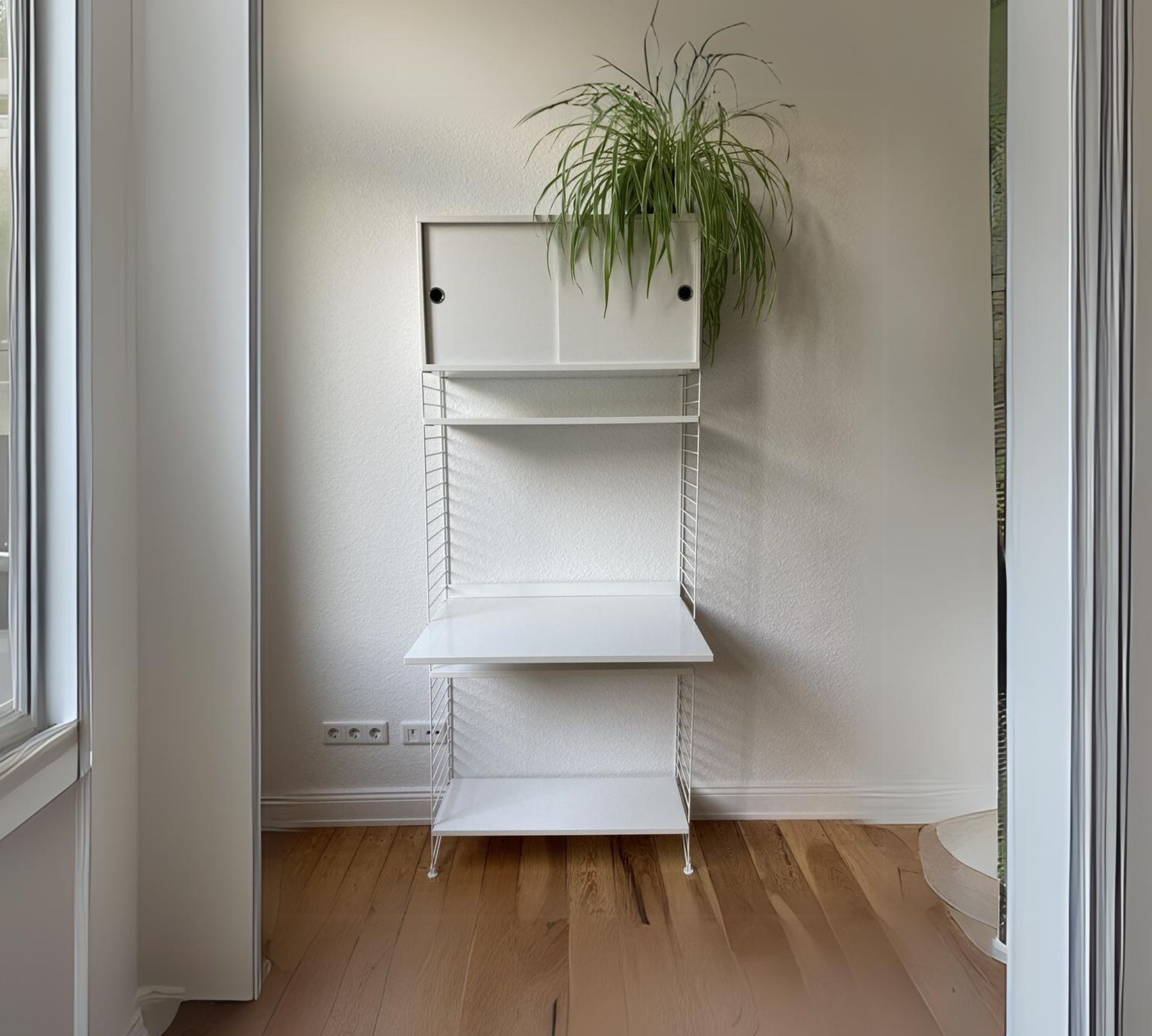 String Regal Holz Stahl Weiß