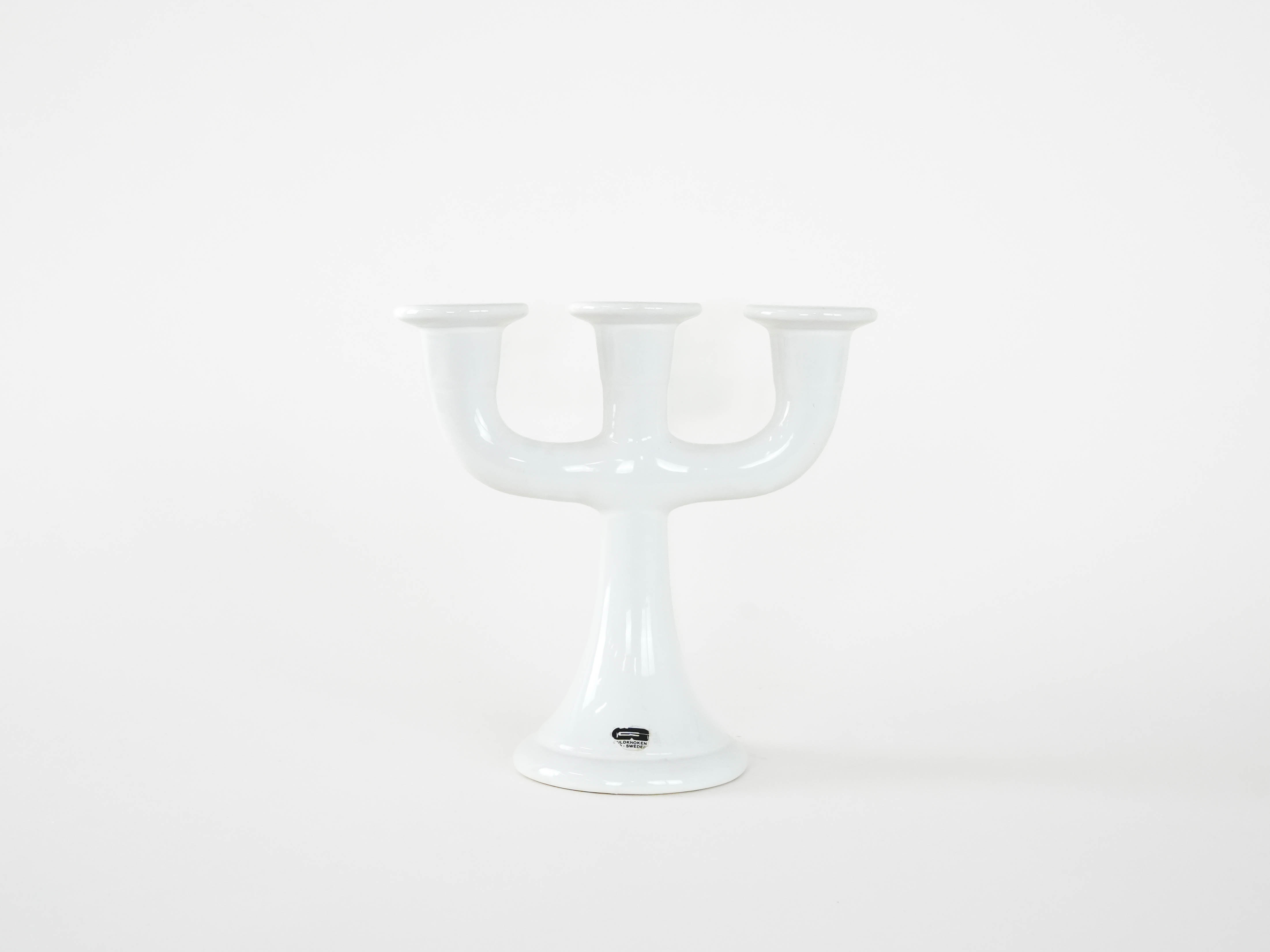 Candlestick Ceramic White 1970s