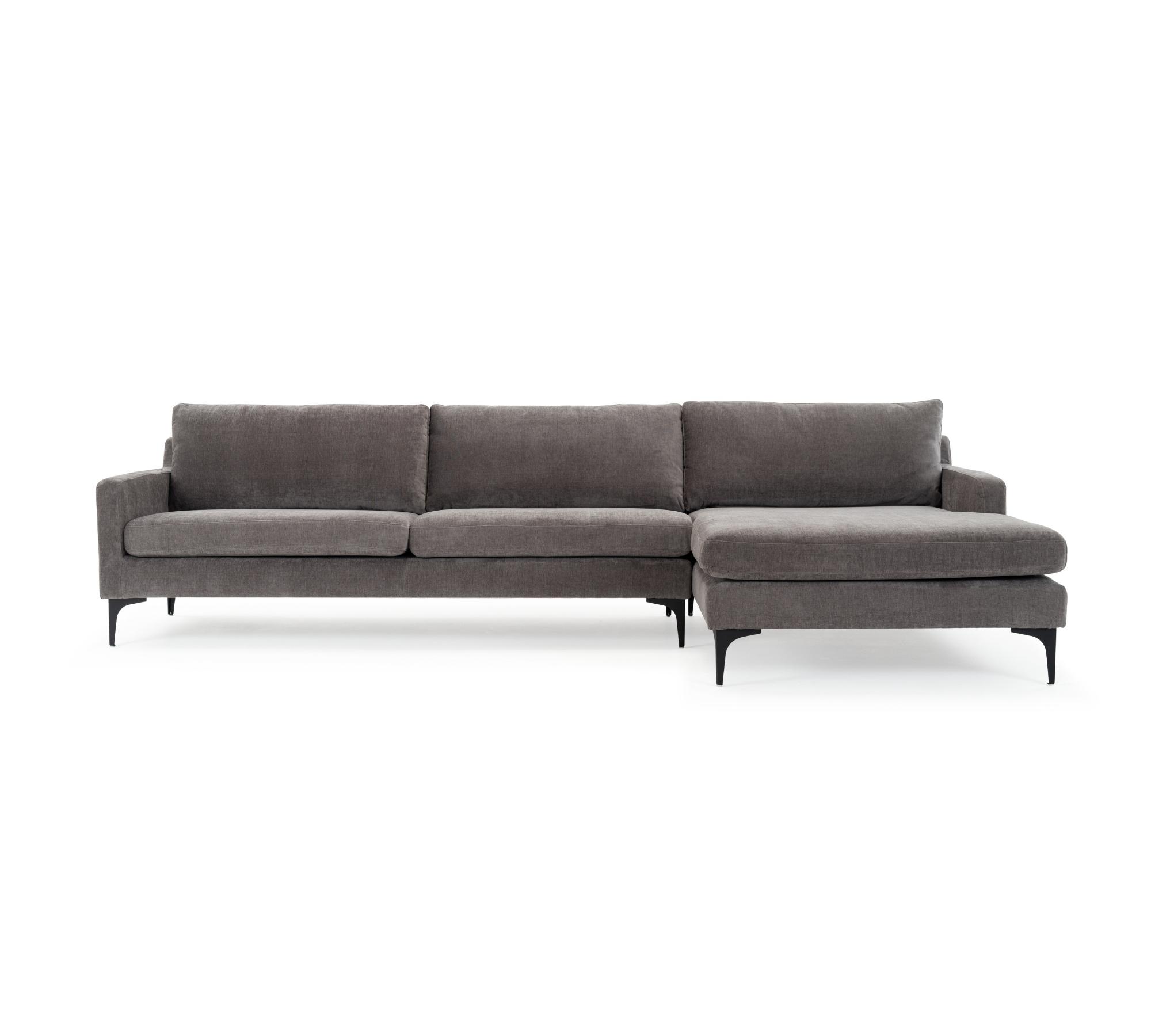 Großes Astha Sofa Récamiere Rechts Danny Steel Grey