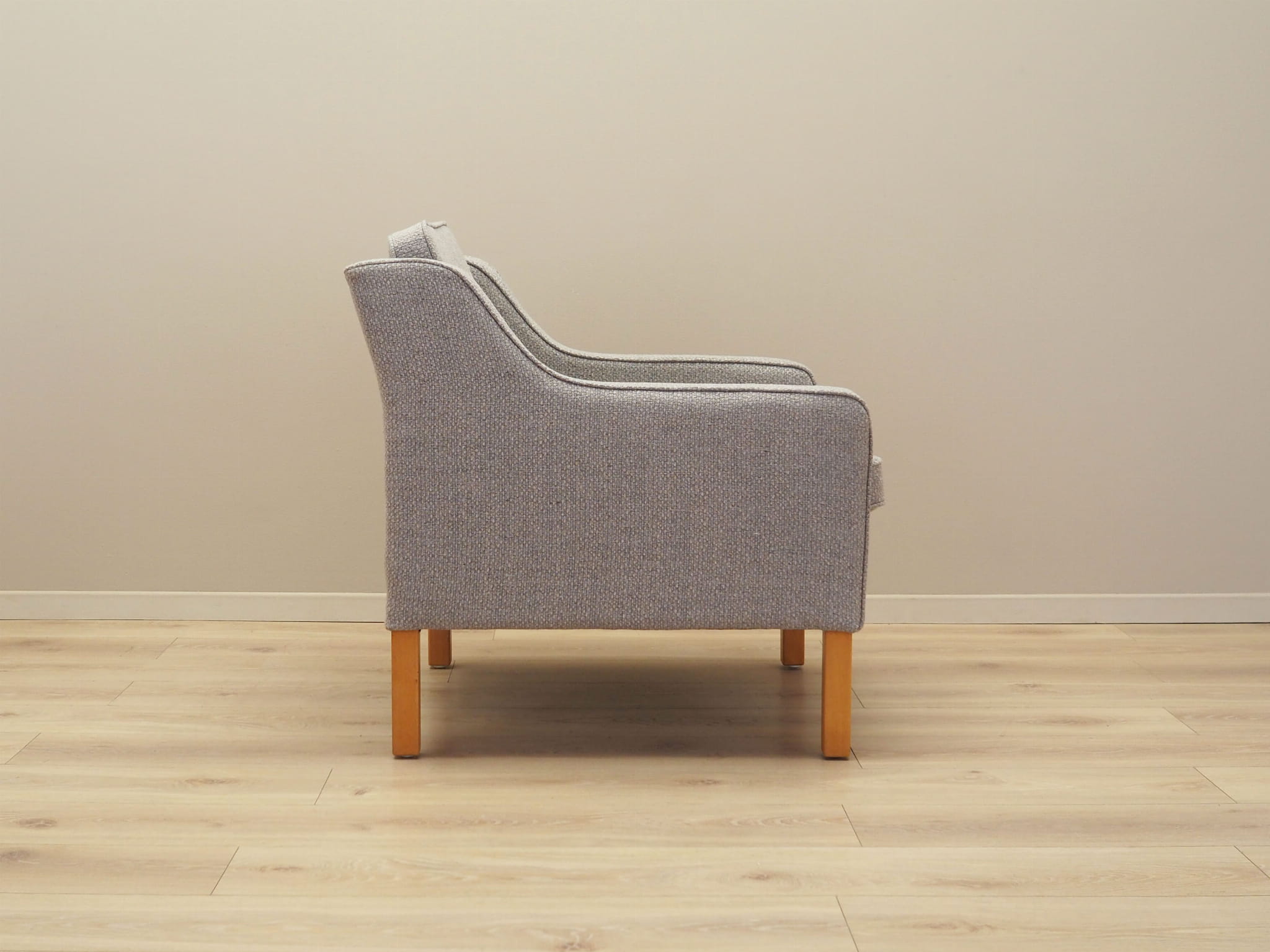 Vintage armchair beech wood textile grey 1970s