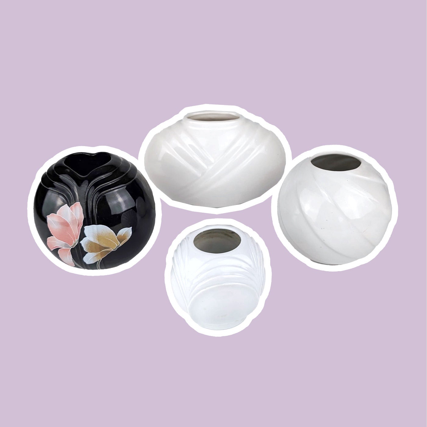 4x Vasi Vintage Art Déco Ceramica anni '80