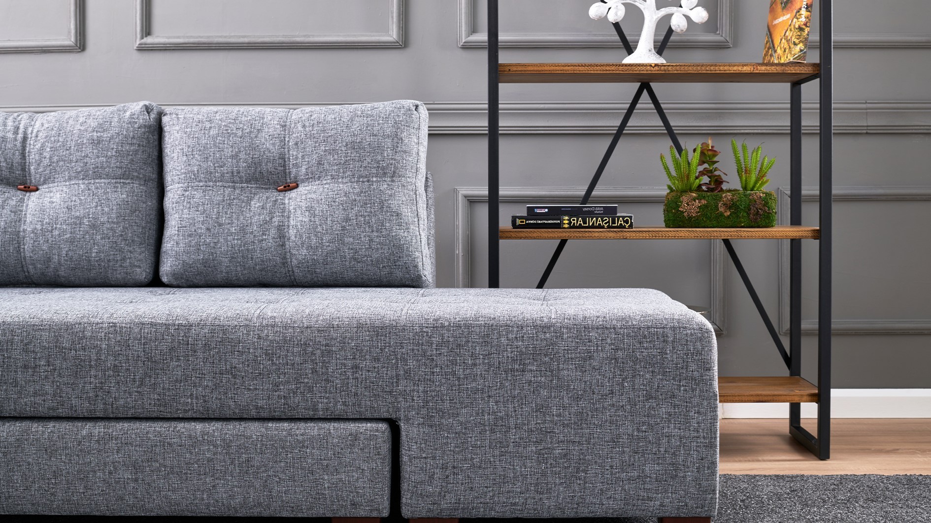 Manama Corner Sofa Bed Left - Grey