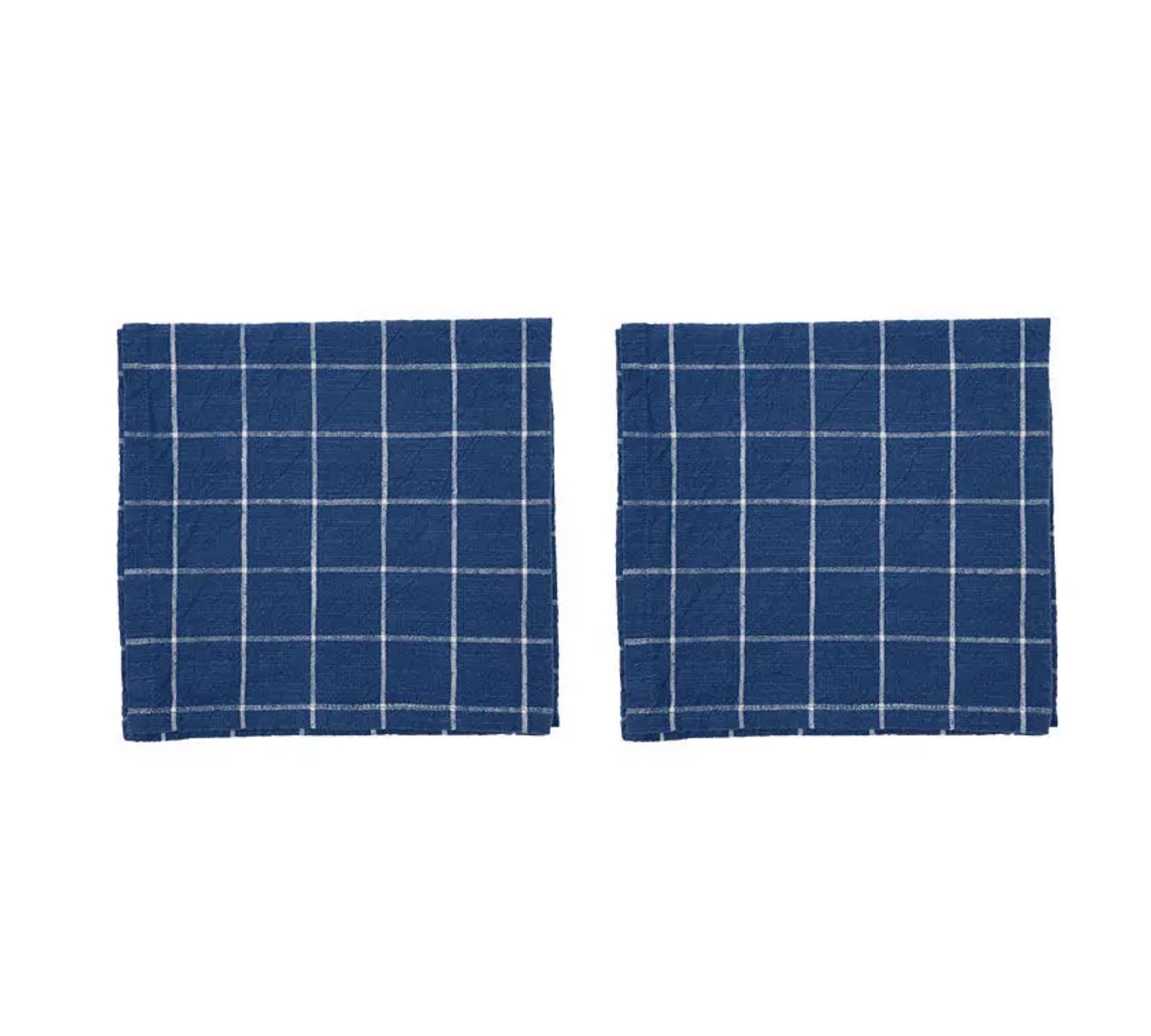 2x Grid Serviette Bio-Baumwolle Blau Kariert