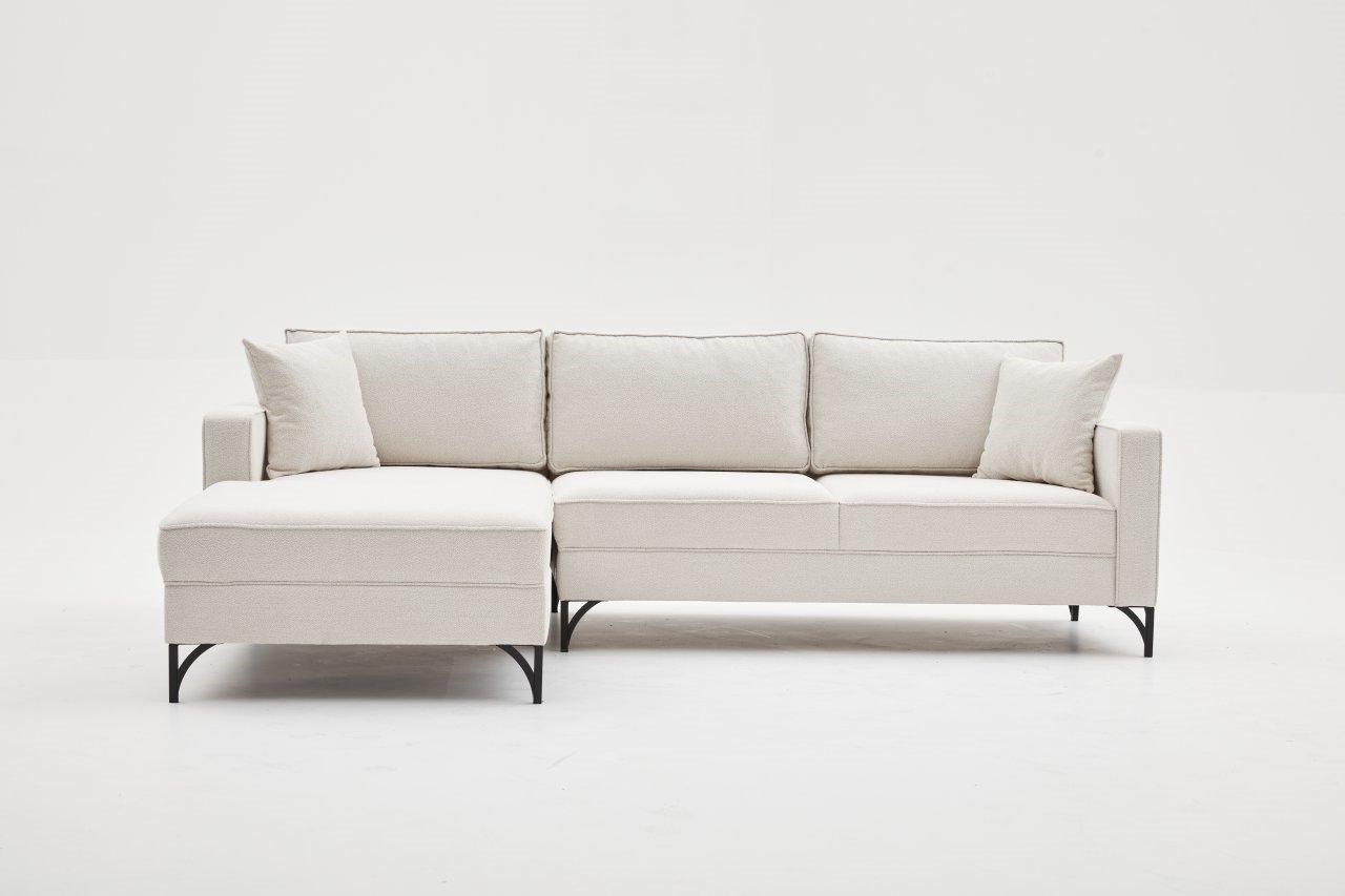 Lima Sofa Récmaiere Links Creme mit schwarzen Beinen