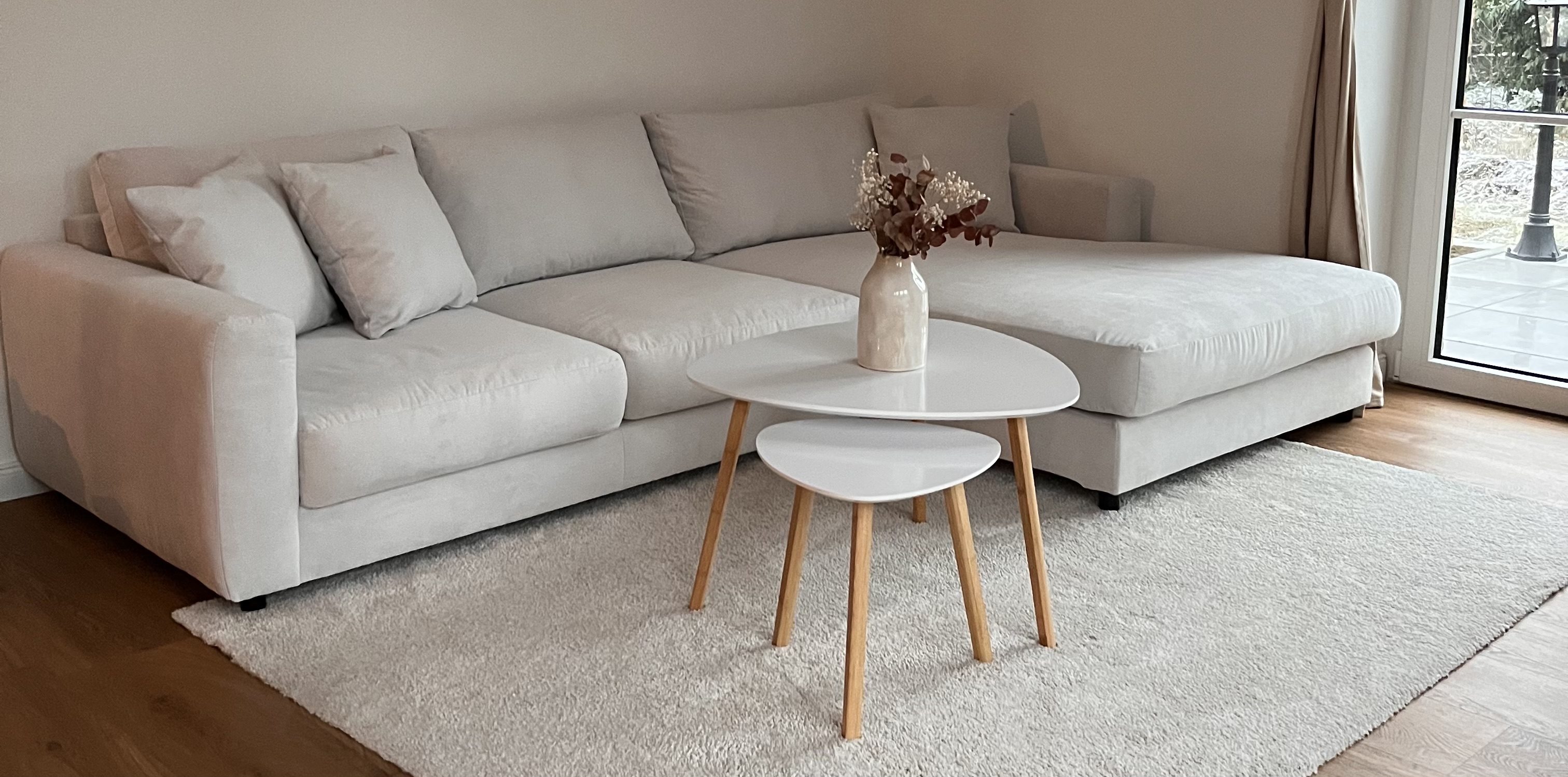 Ecksofa Cord Beige