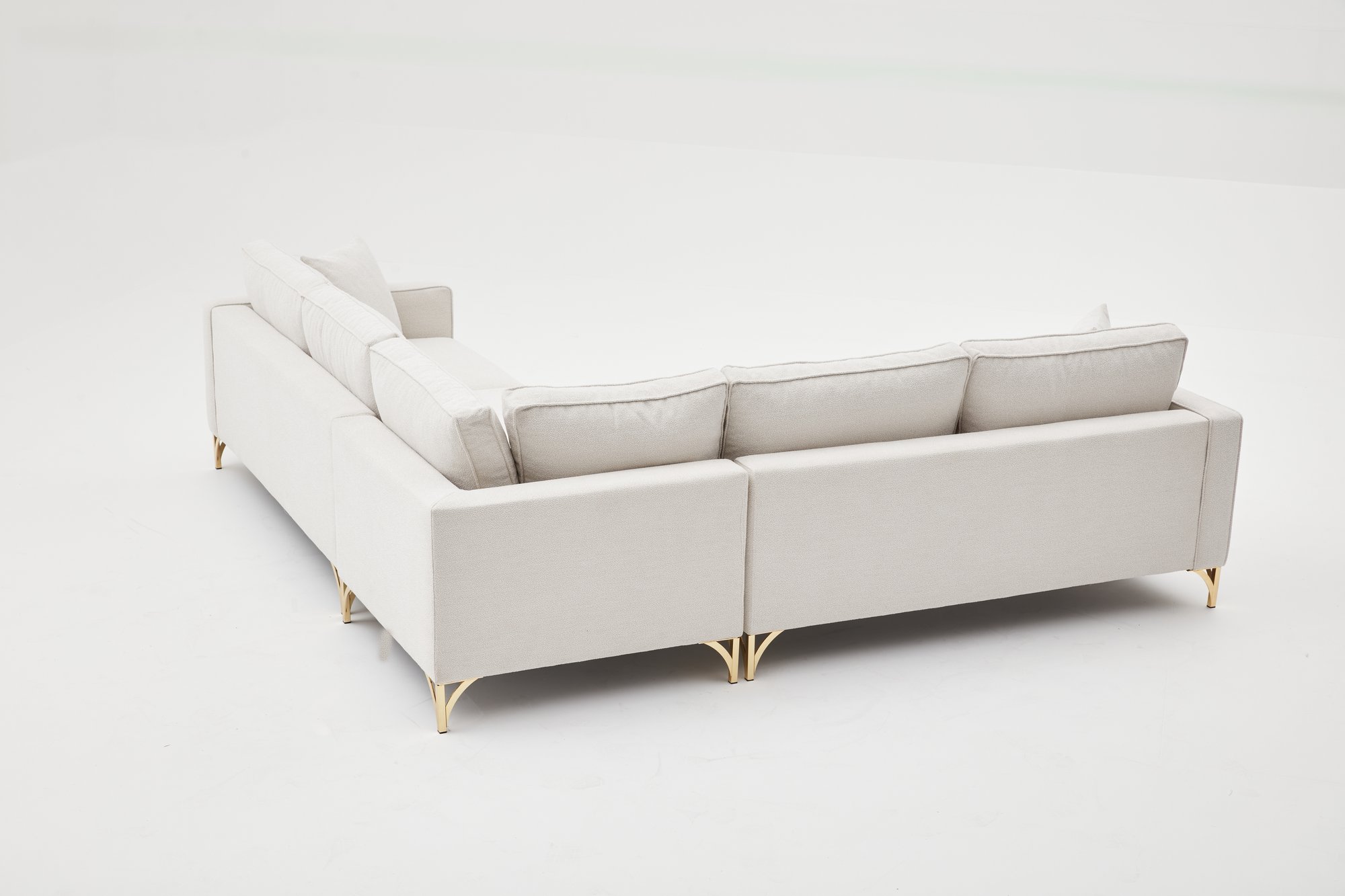 Lima Ecksofa 4-Sitzer Creme mit goldenen Beinen