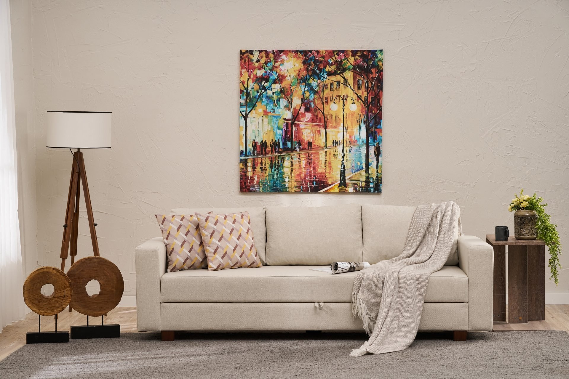 Aly Sofa Bed 3-Seater Cream