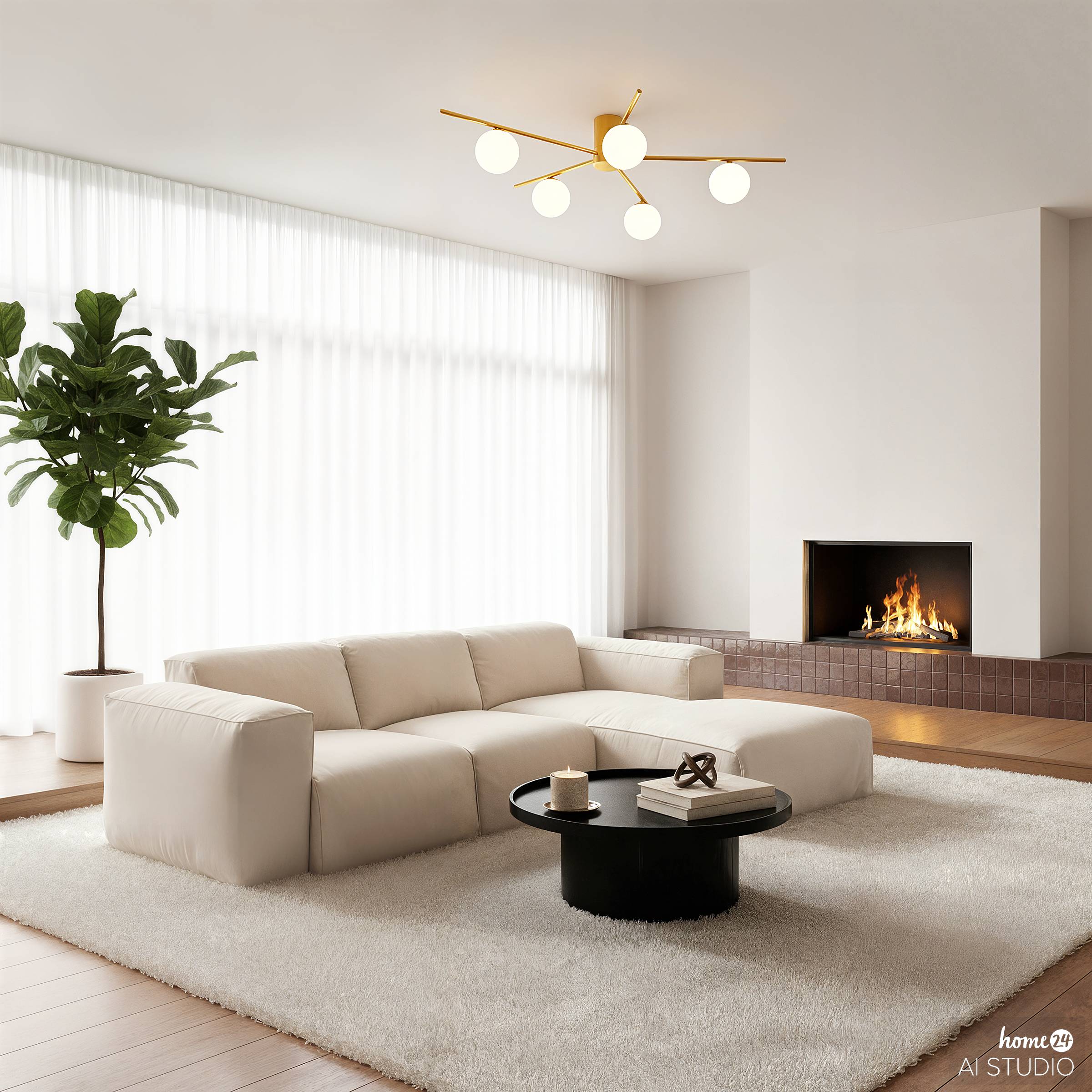 5-Flammig Deckenleuchte REI Eisen Gold