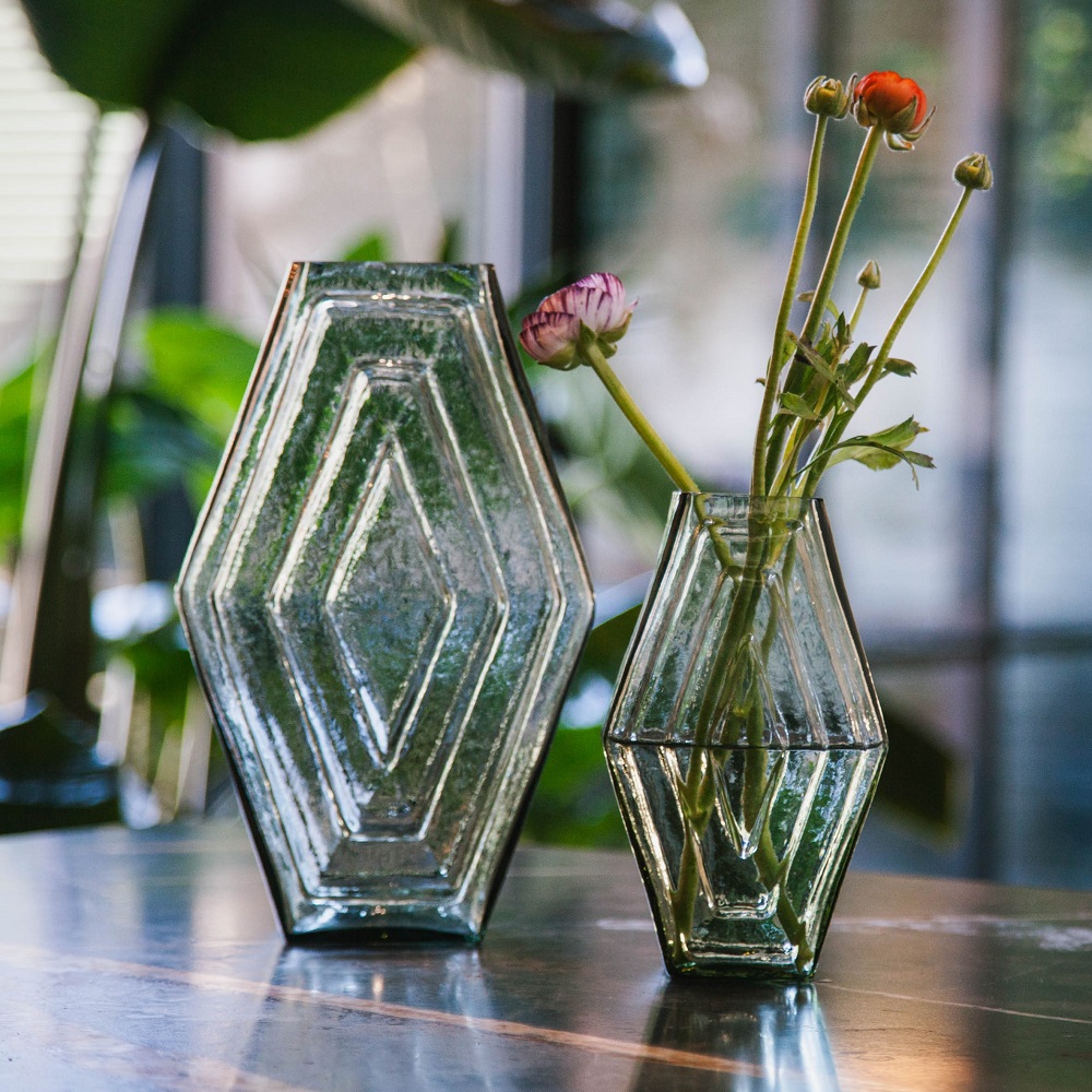 Infinite Hexagon Vase Glas Grün