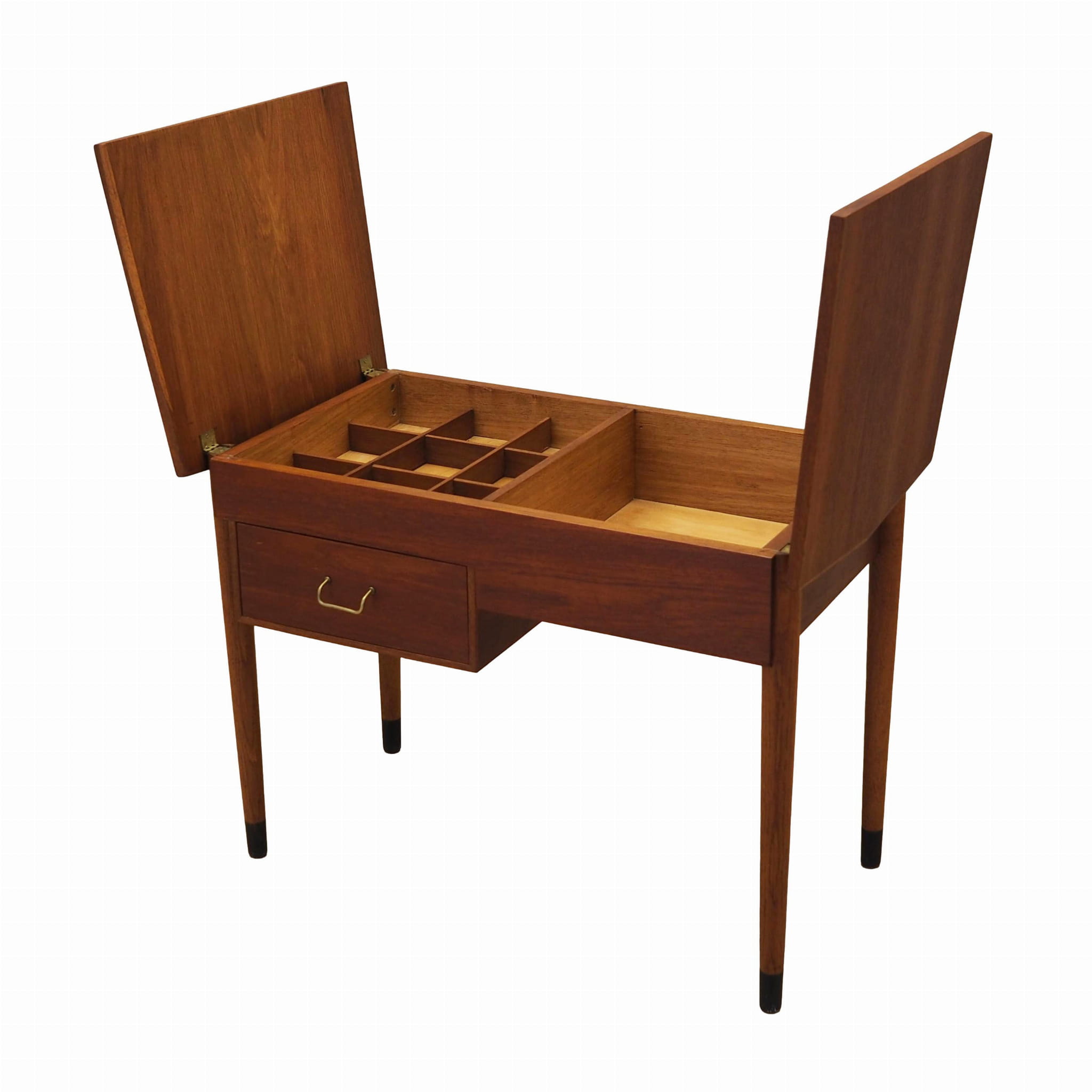 Tavolino da cucito vintage in teak marrone anni '60