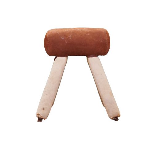 Vintage Vaulting Horse Brown Leather Wood 100x84x80 cm 1980s