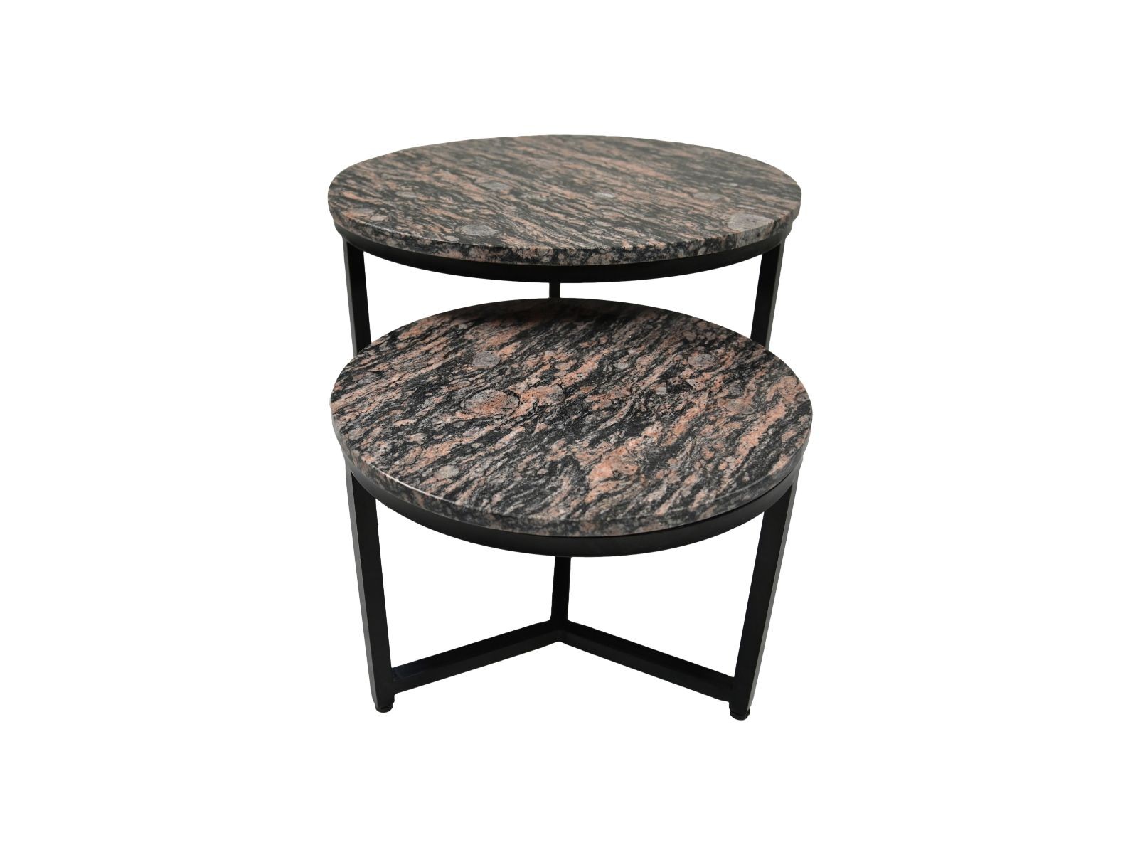 2x Runder Beistelltisch Marmor Metall