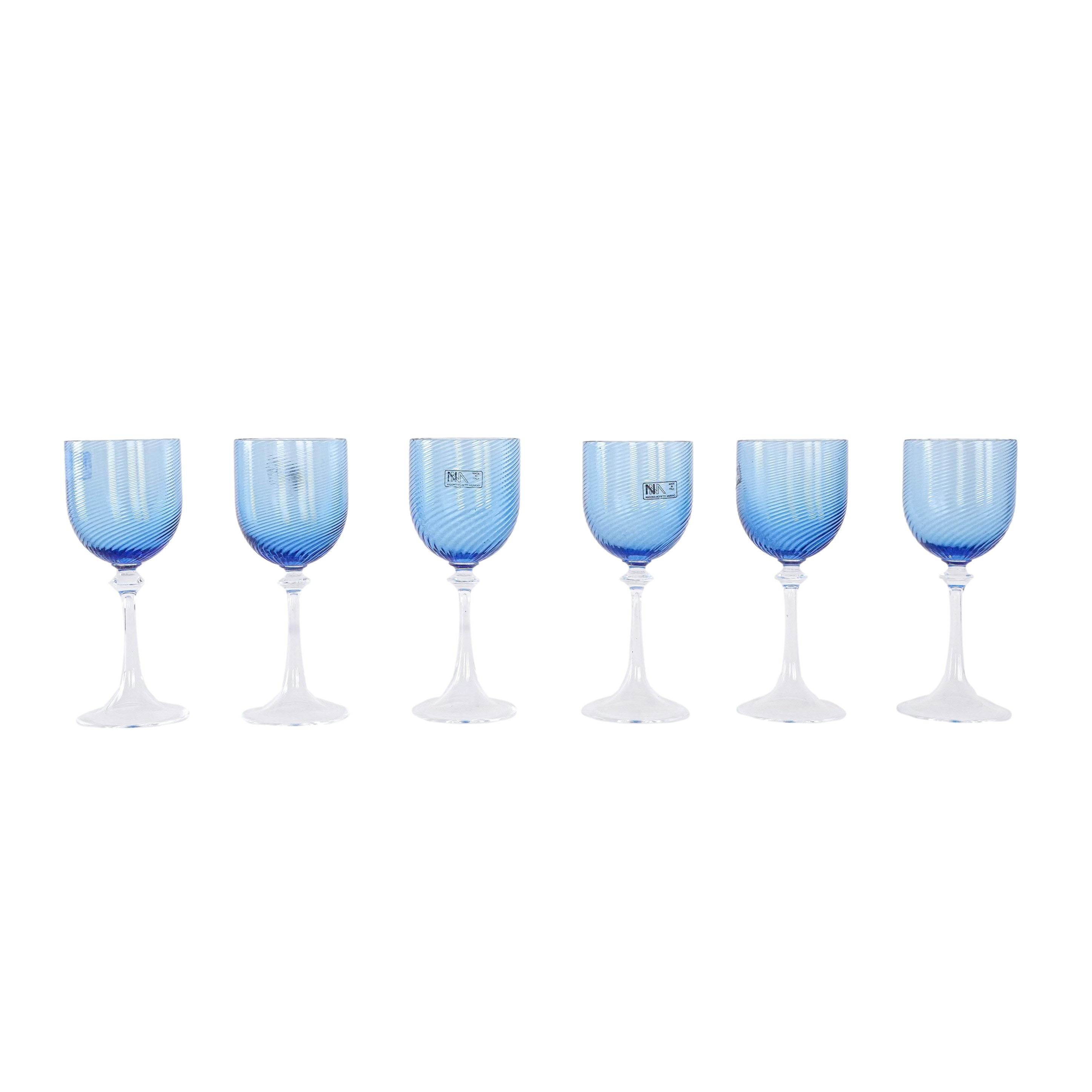Gläser-Set Muranoglas Blau 1970er Jahre