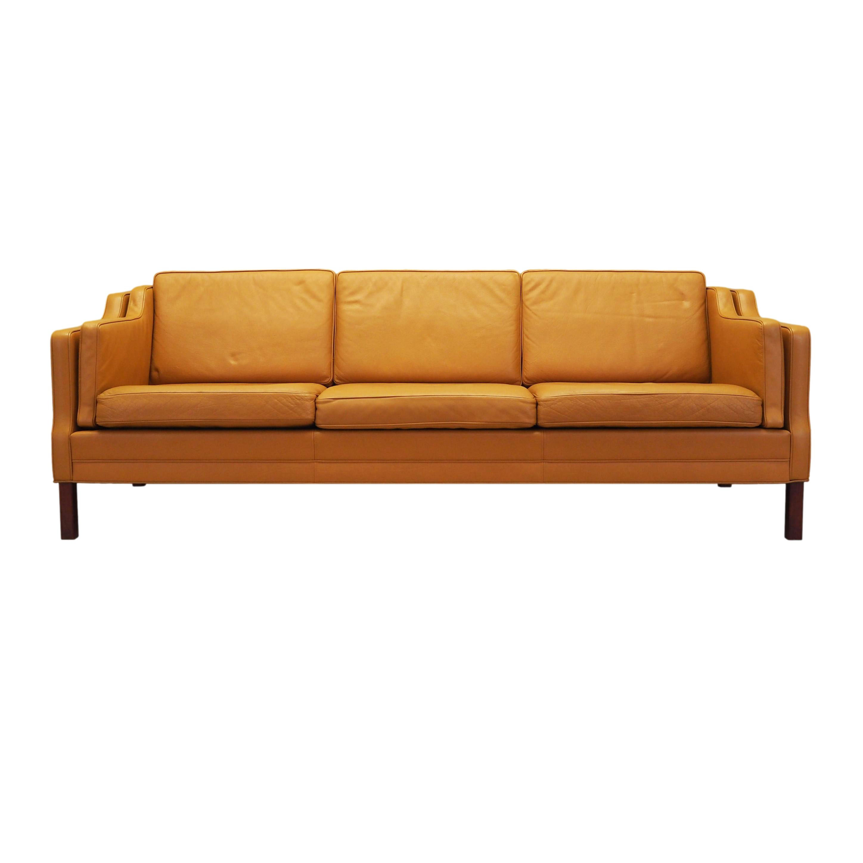 Sofa Leder Orange 1970er Jahre