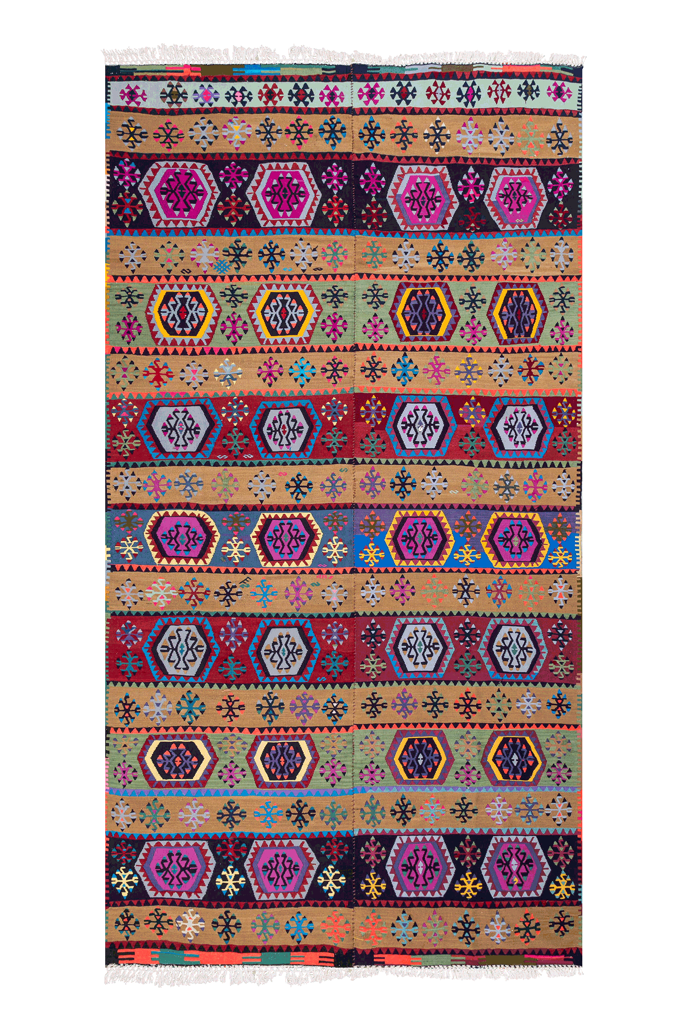 Vintage Kilim Teppich Wolle Mehrfarbig