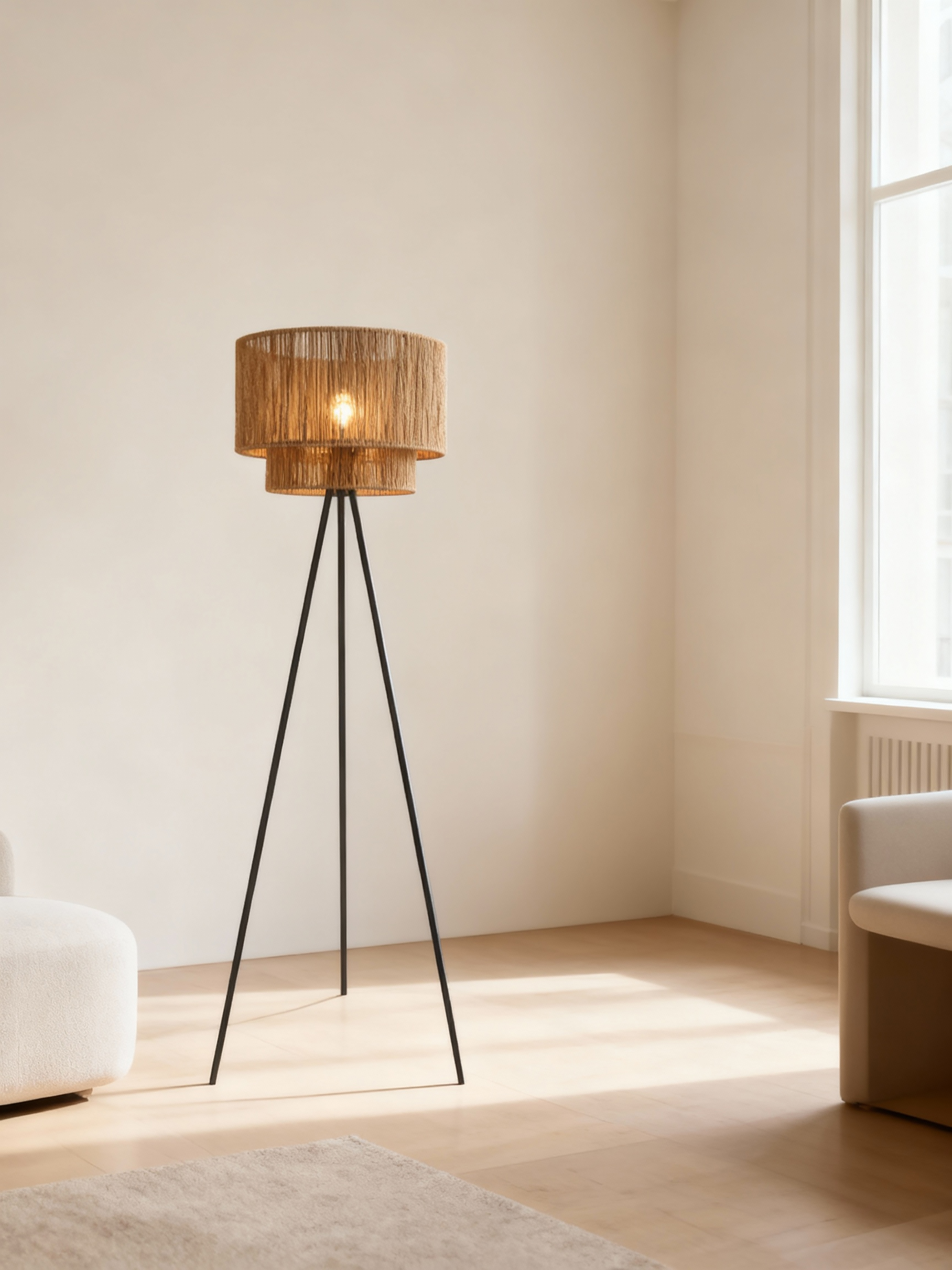 Torbet Stehleuchte Gusseisen Papier Schwarz