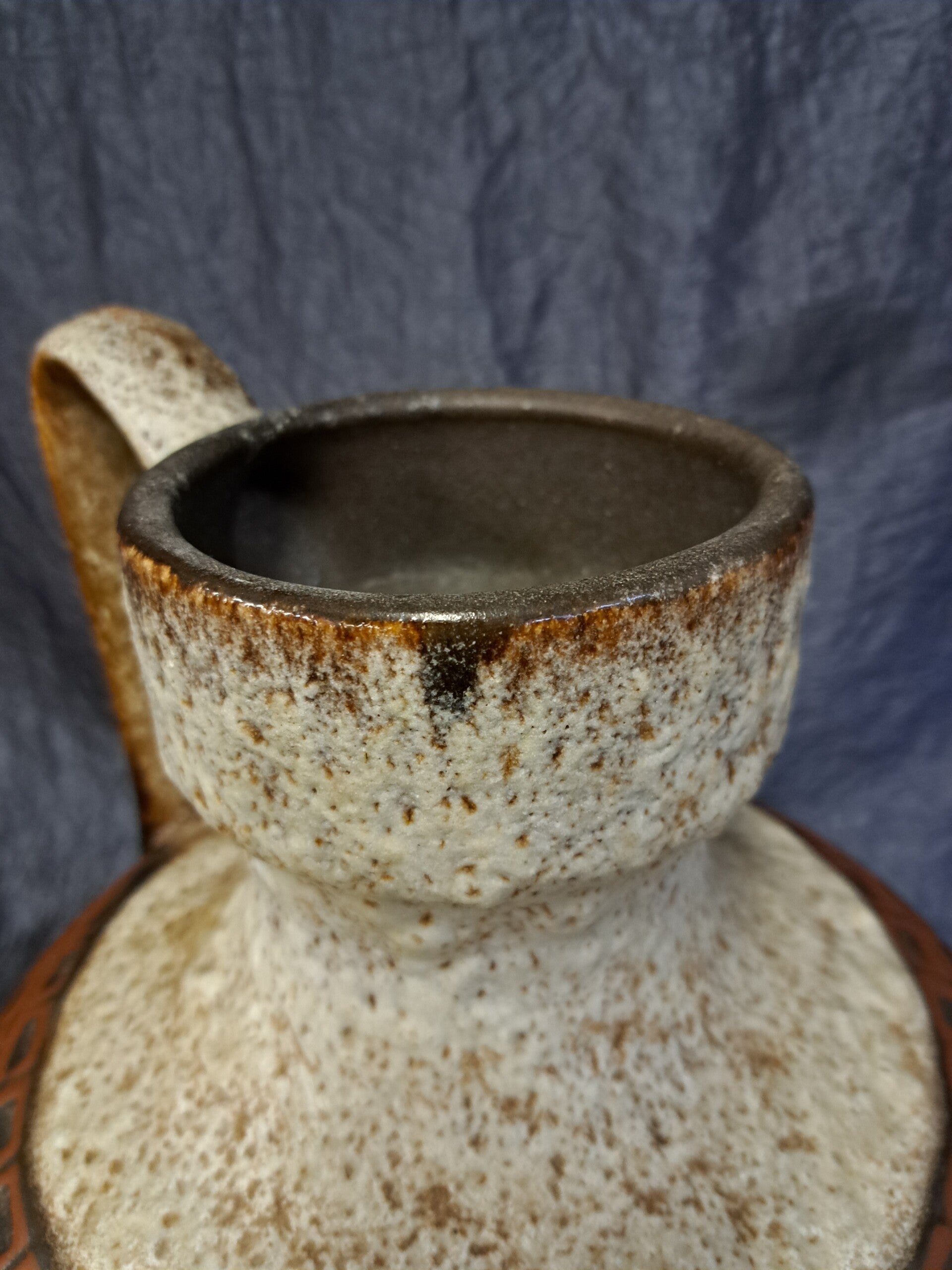 Vintage ceramic vase brown white black