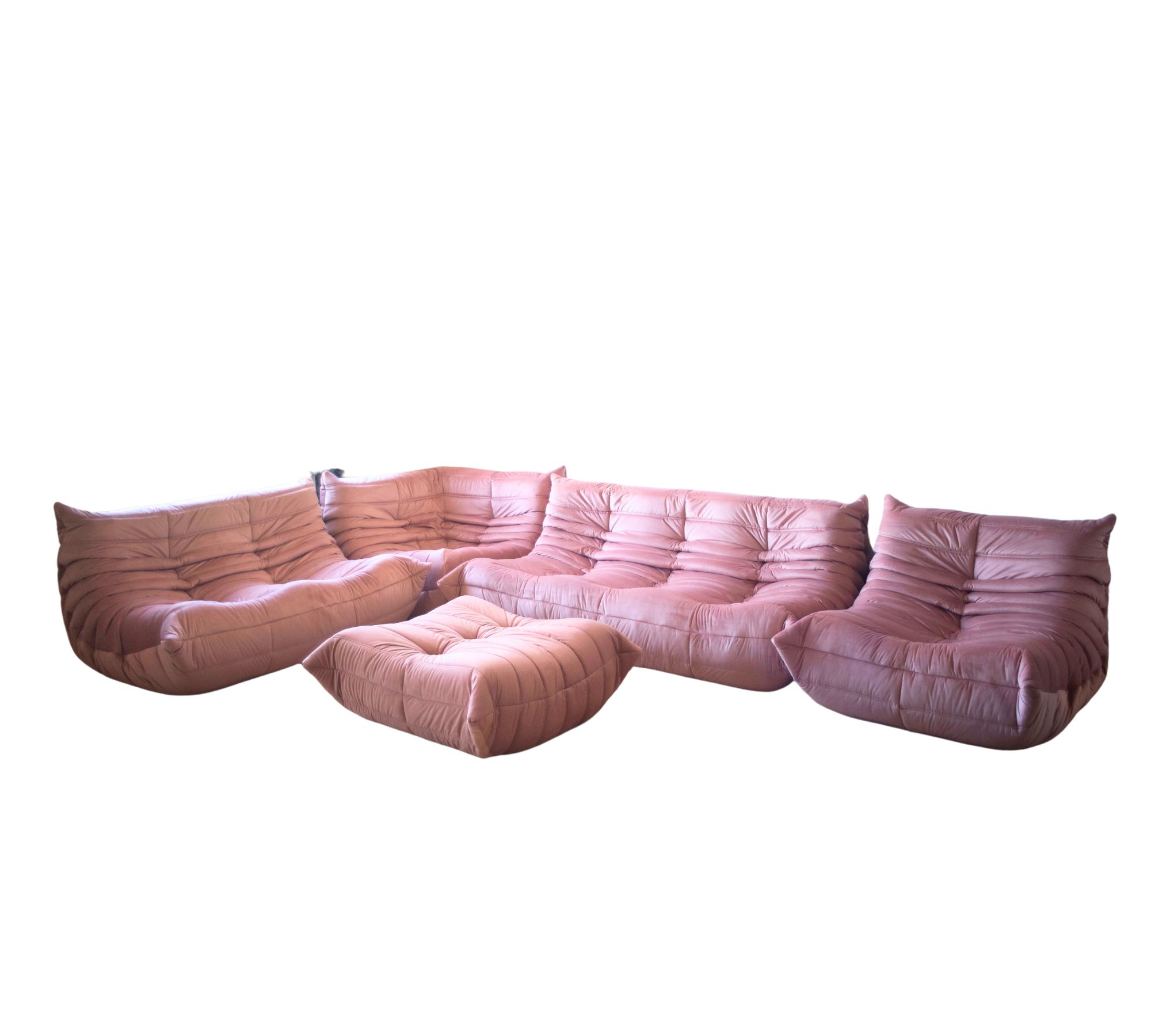 Togo Lounge Set 5 pezzi velluto rosa perla