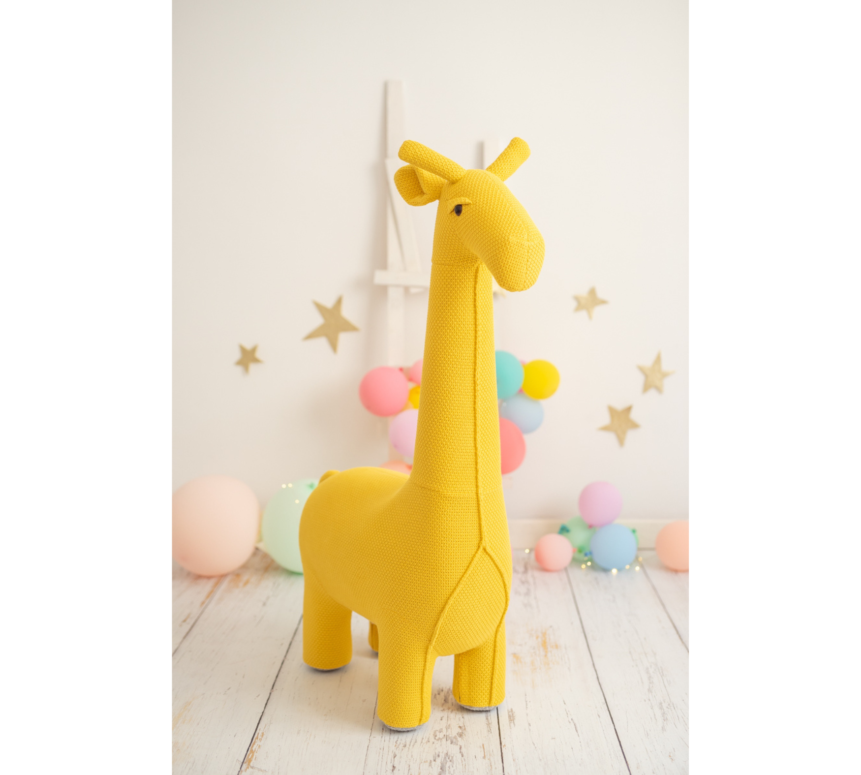 Giraffe Maxi Plüschtier Baumwolle Holz Gelb