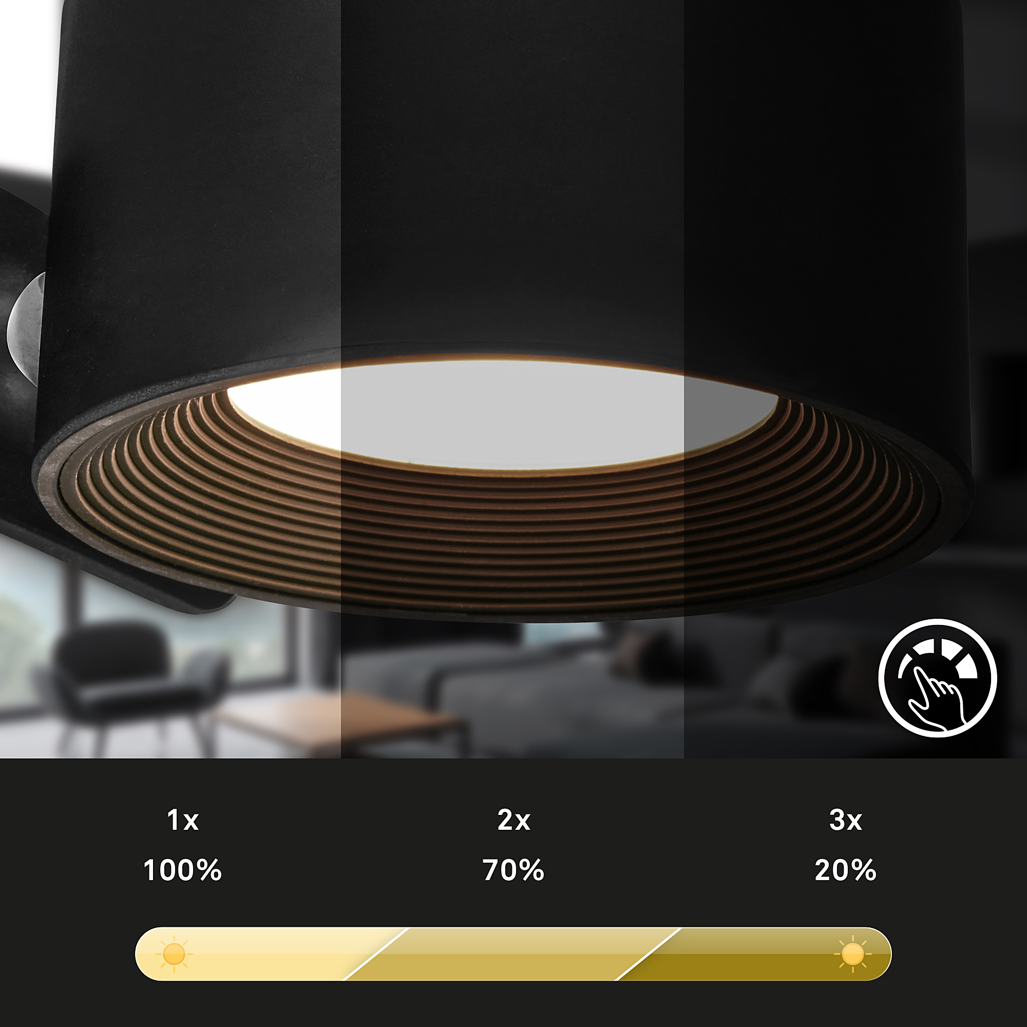 LED Akku Wandleuchte Tari Schwarz