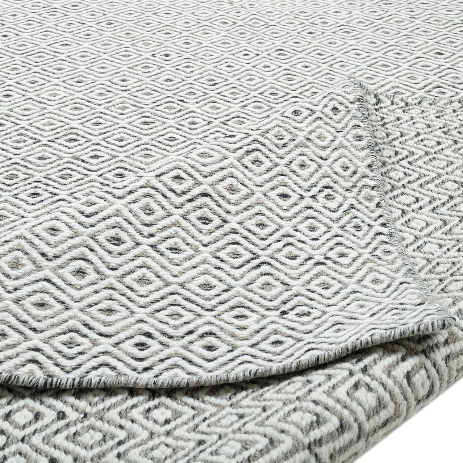 Wollteppich Trondheim IV Schurwolle Grau 80 x 150 cm