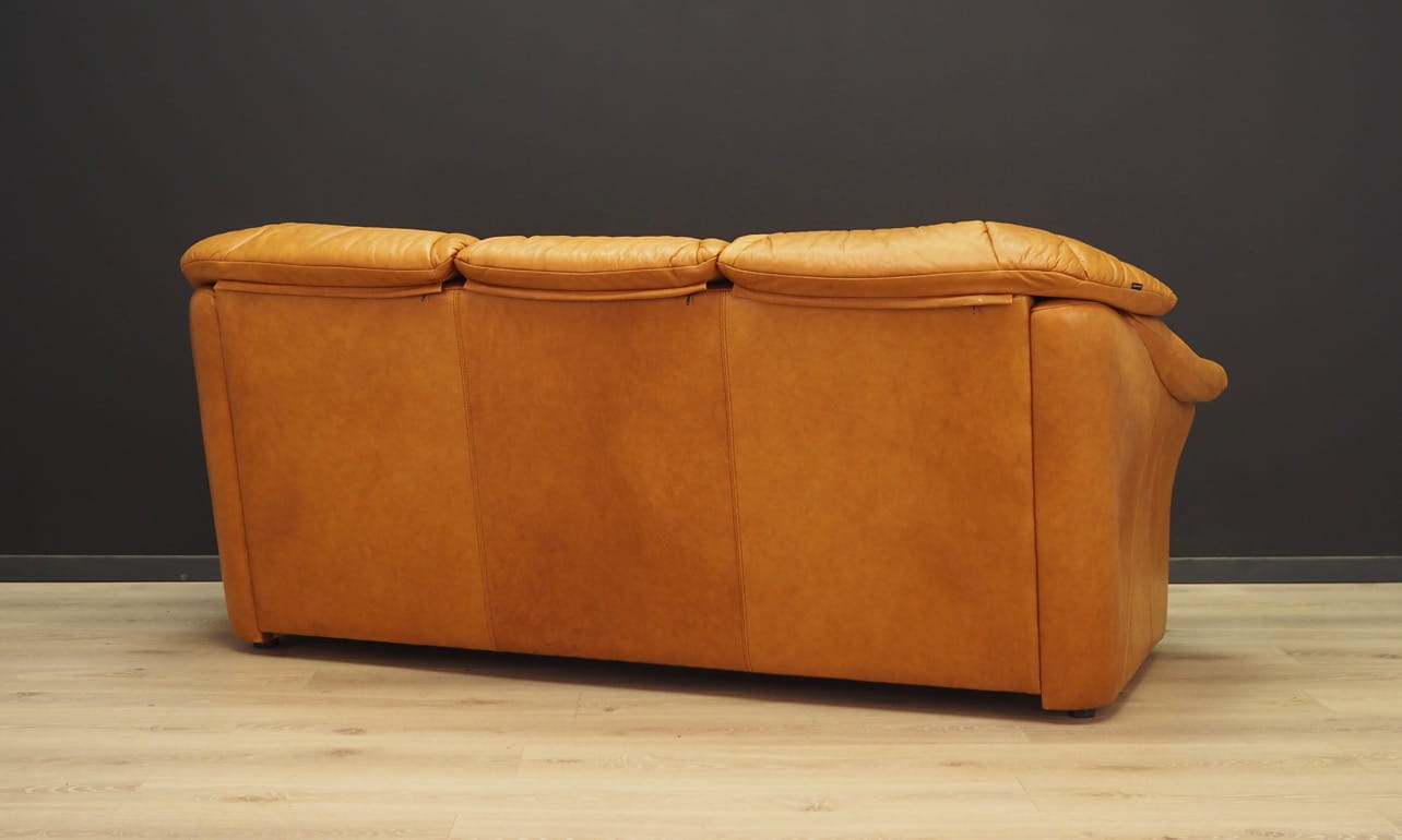 Vintage Sofa 3-Sitzer und Sessel Leder Cognac 1970er Jahre