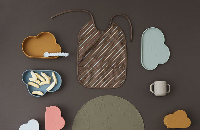 Chloe Cloud Teller & Schüssel Silikon Eisblau Choko