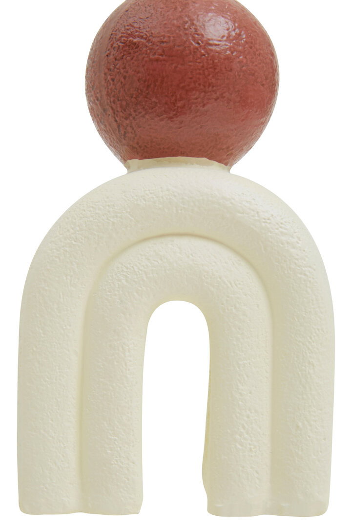 Candle holder Stone Cream Red