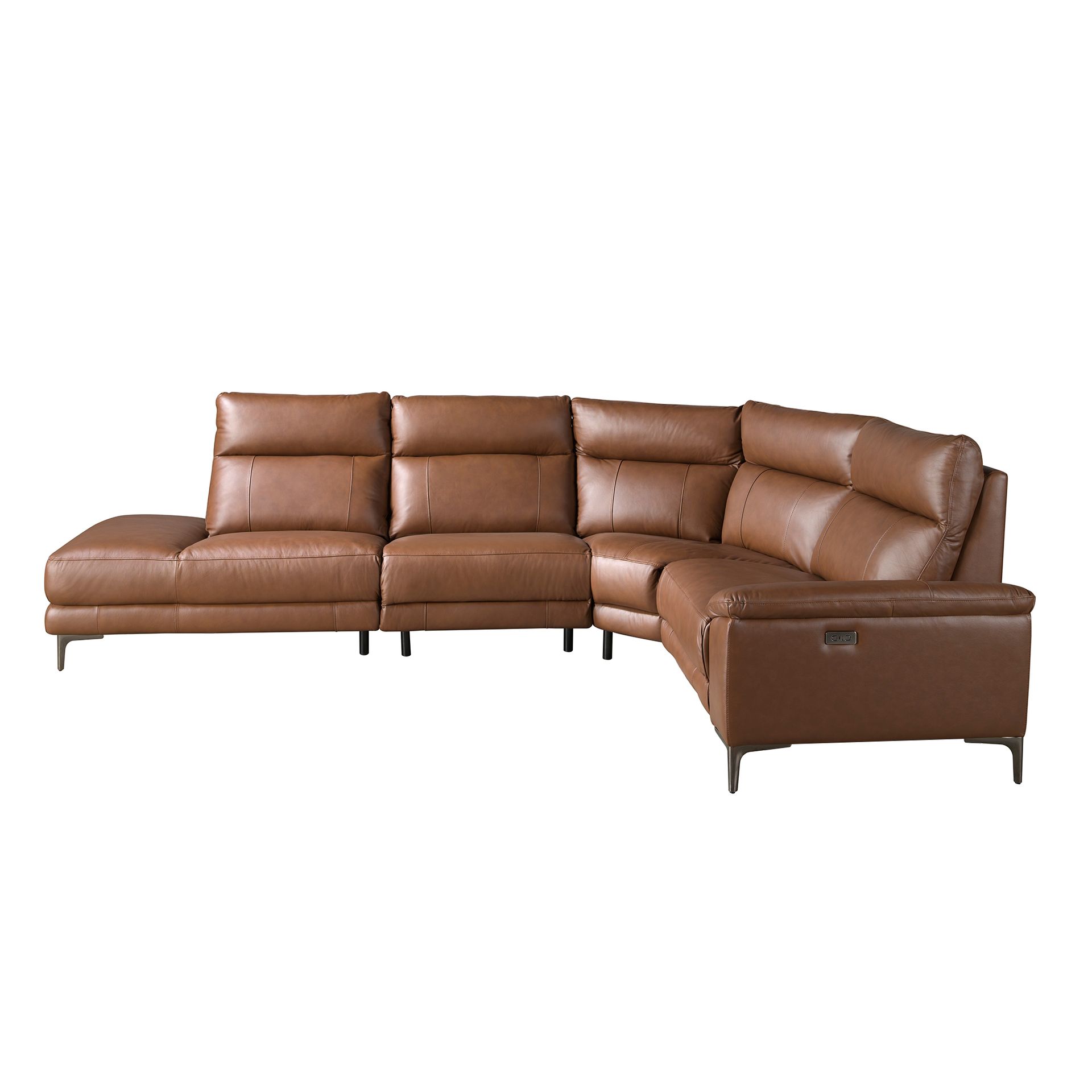 Sofa Récamiere Links Leder Tabakbraun