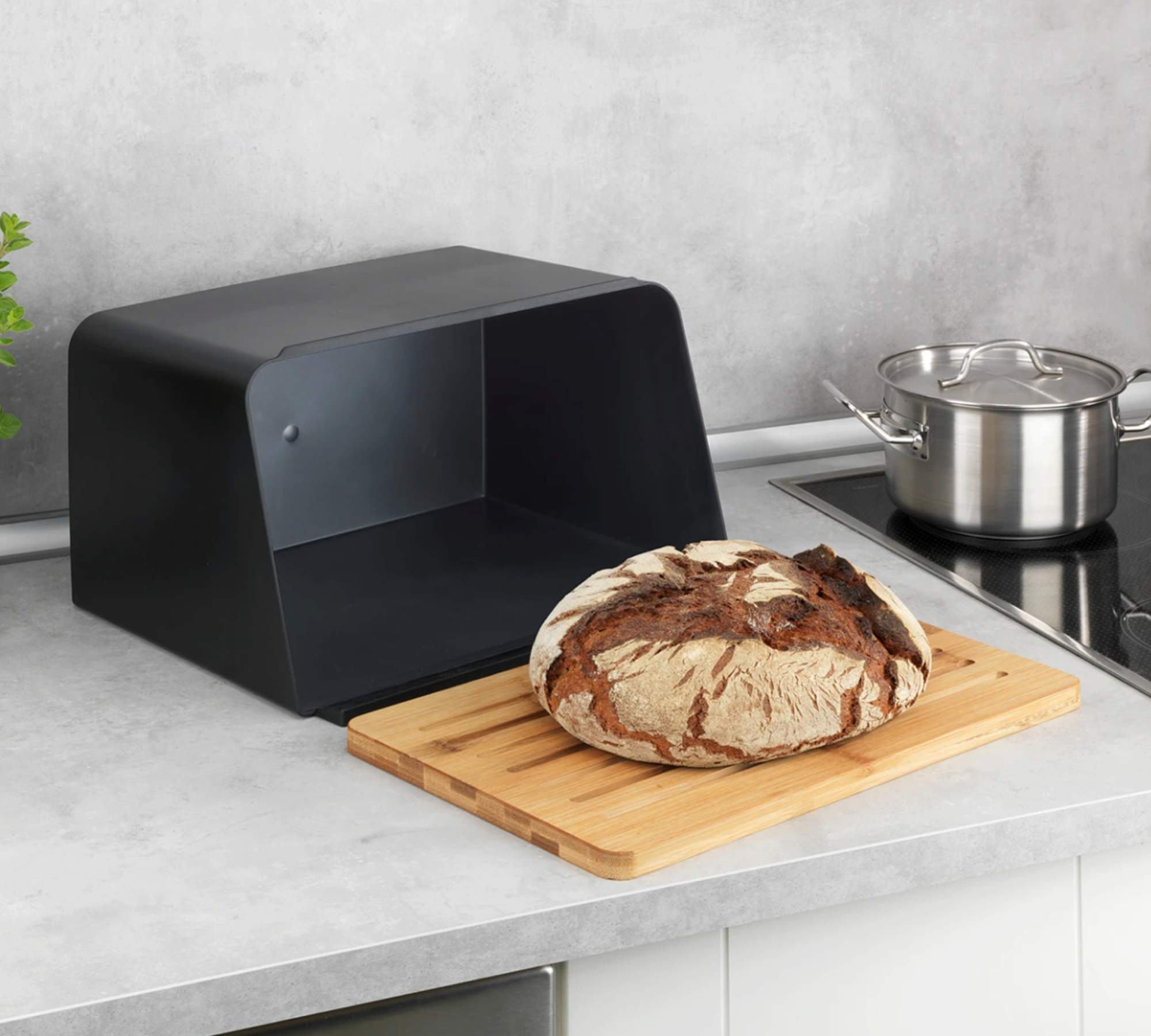 Brotkasten Bambus Schwarz