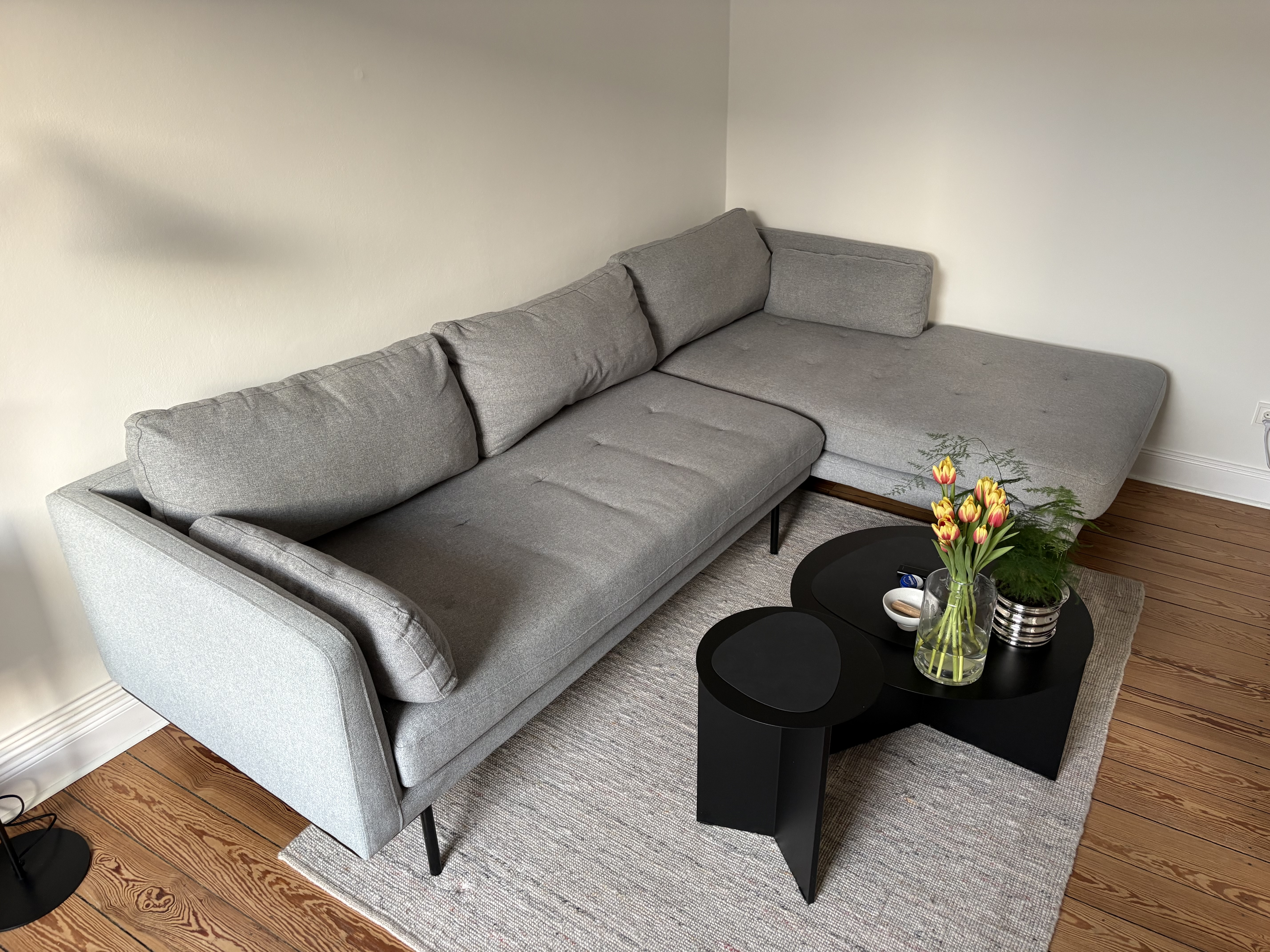 Ecksofa Dreisitzer Grau 