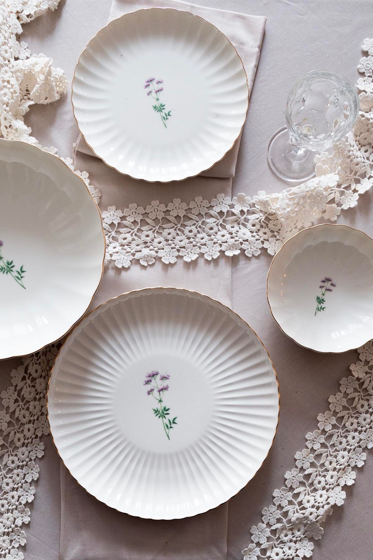 Teller-Set 6-teilig Porzellan Floral