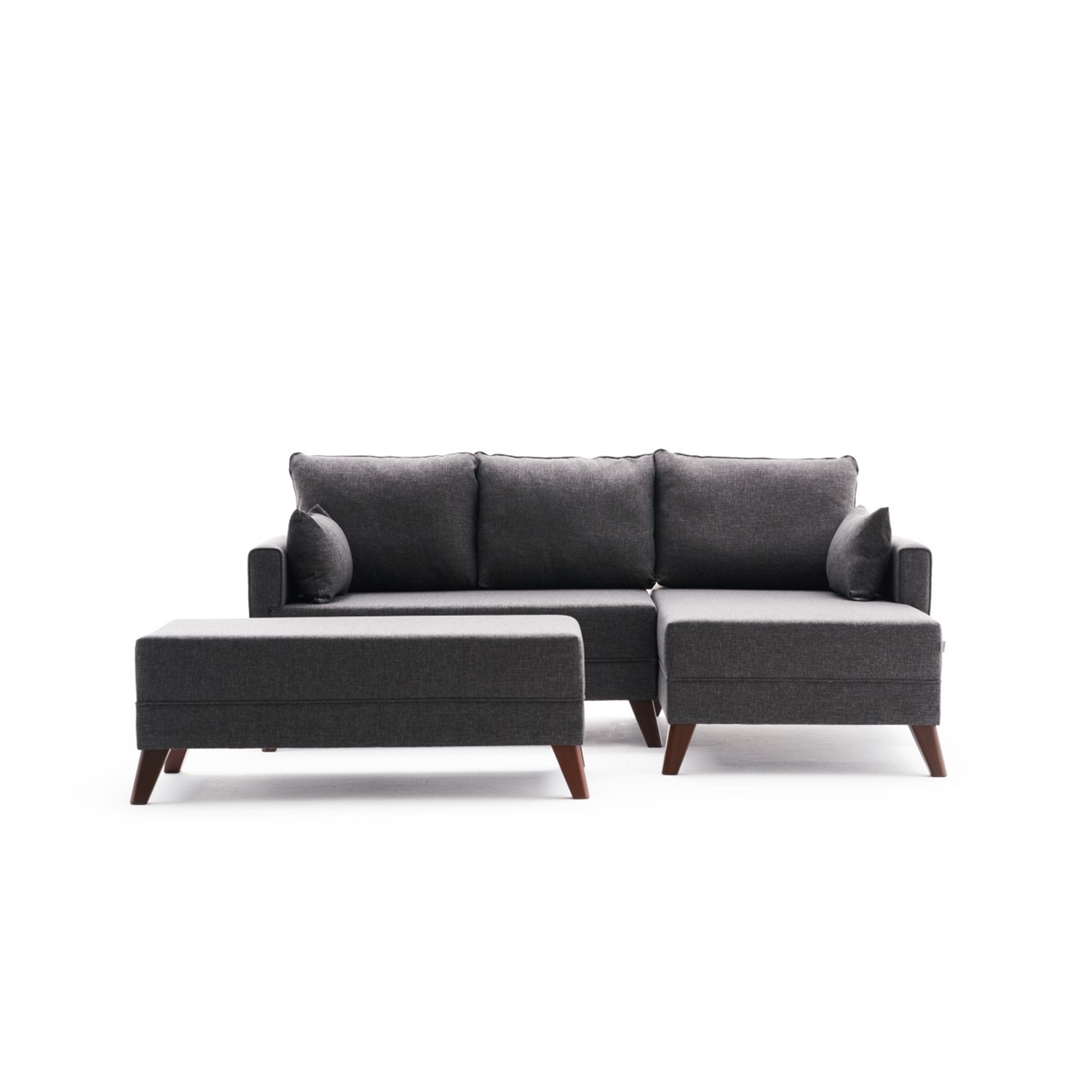 Bella Sofa Récamiere Rechts mit Hocker Anthrazit