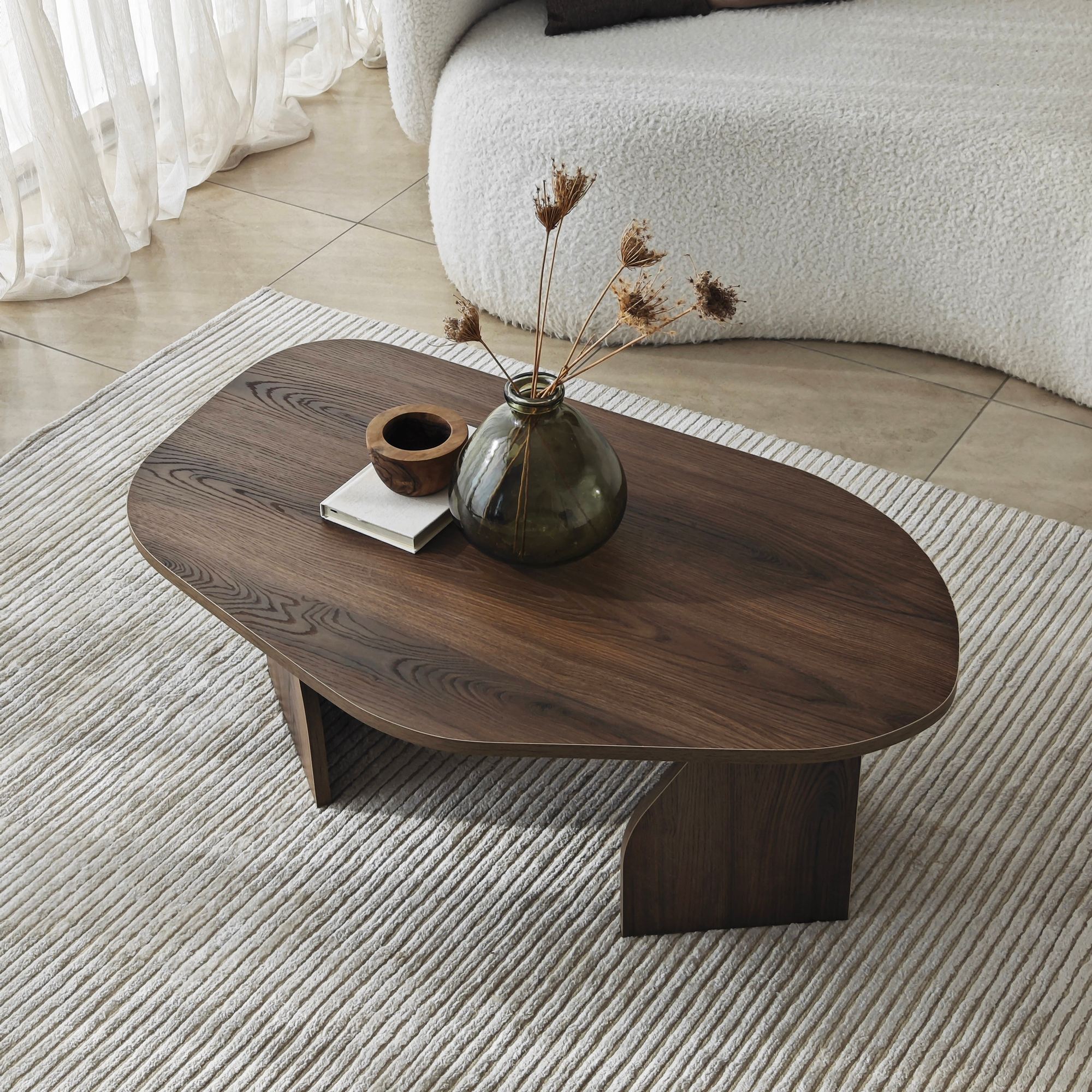 Rock Coffee Table Walnut Look Brown