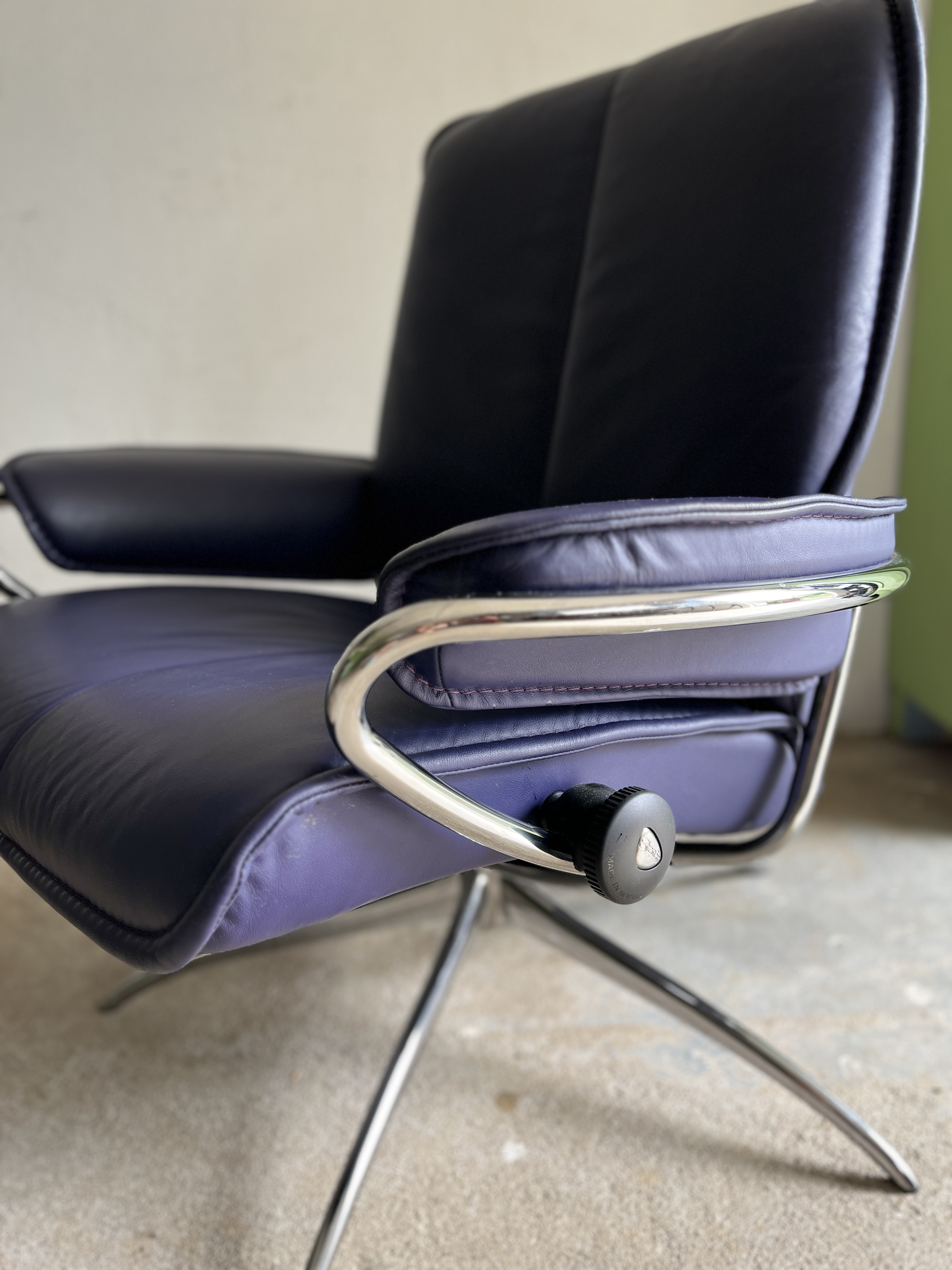 Drehstuhl mit Armlehnen Leder Blau