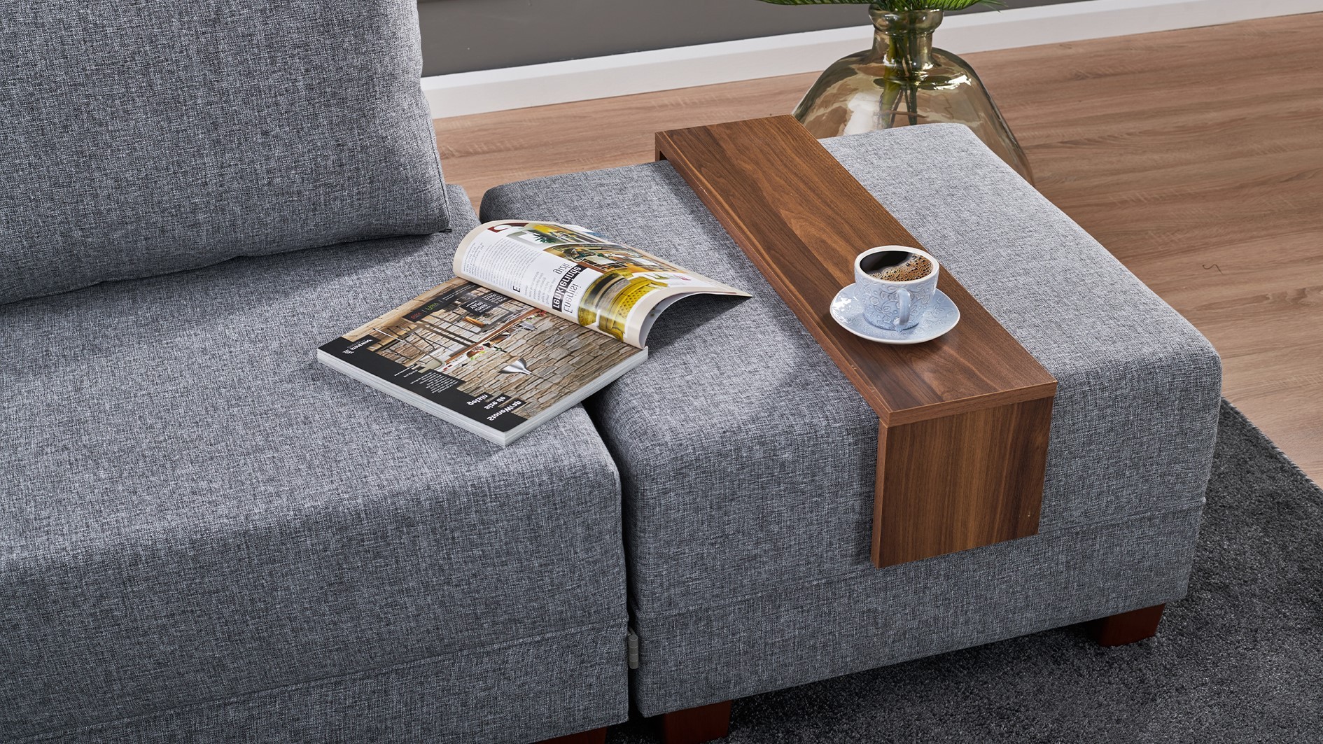 Sofa bed Chaise lounge Left Grey