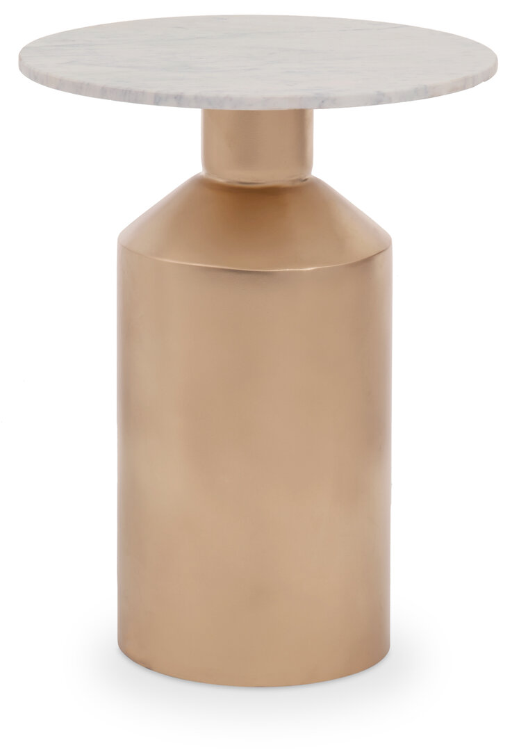 Amira White Marble Top Gold Base Beistelltisch
