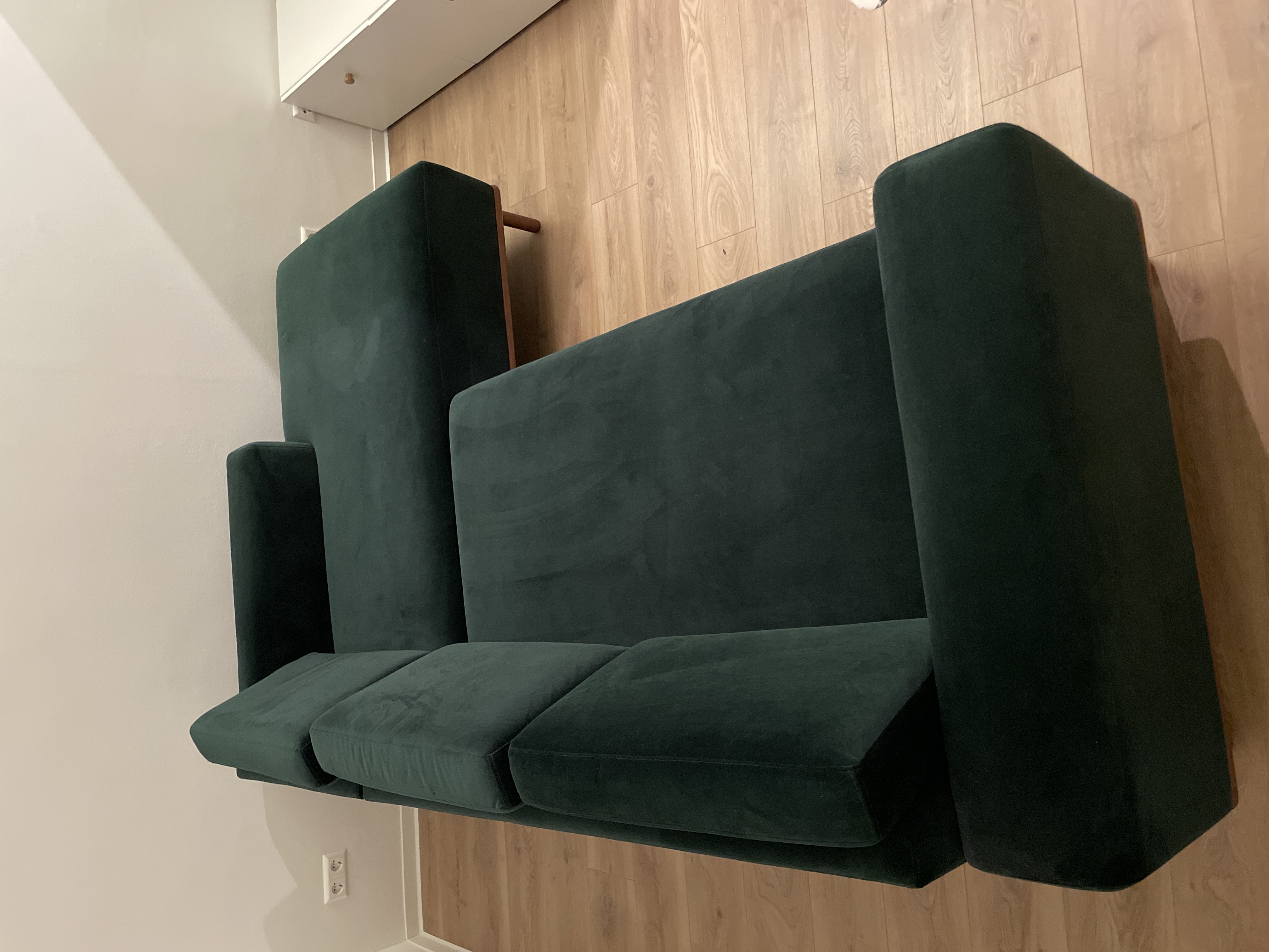 Sofa 3-Sitzer Récamiere Rechts Samt Grün